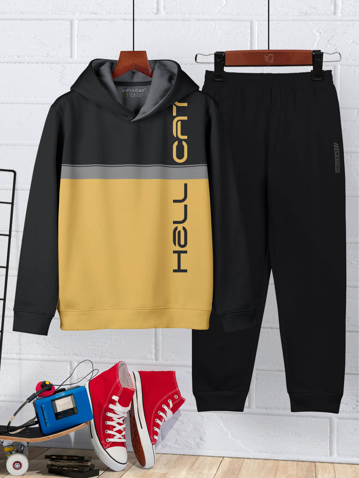     			HELLCAT Pack of 1 Boys Cotton Blend Sweatshirt & Trackpant Set ( Grey )