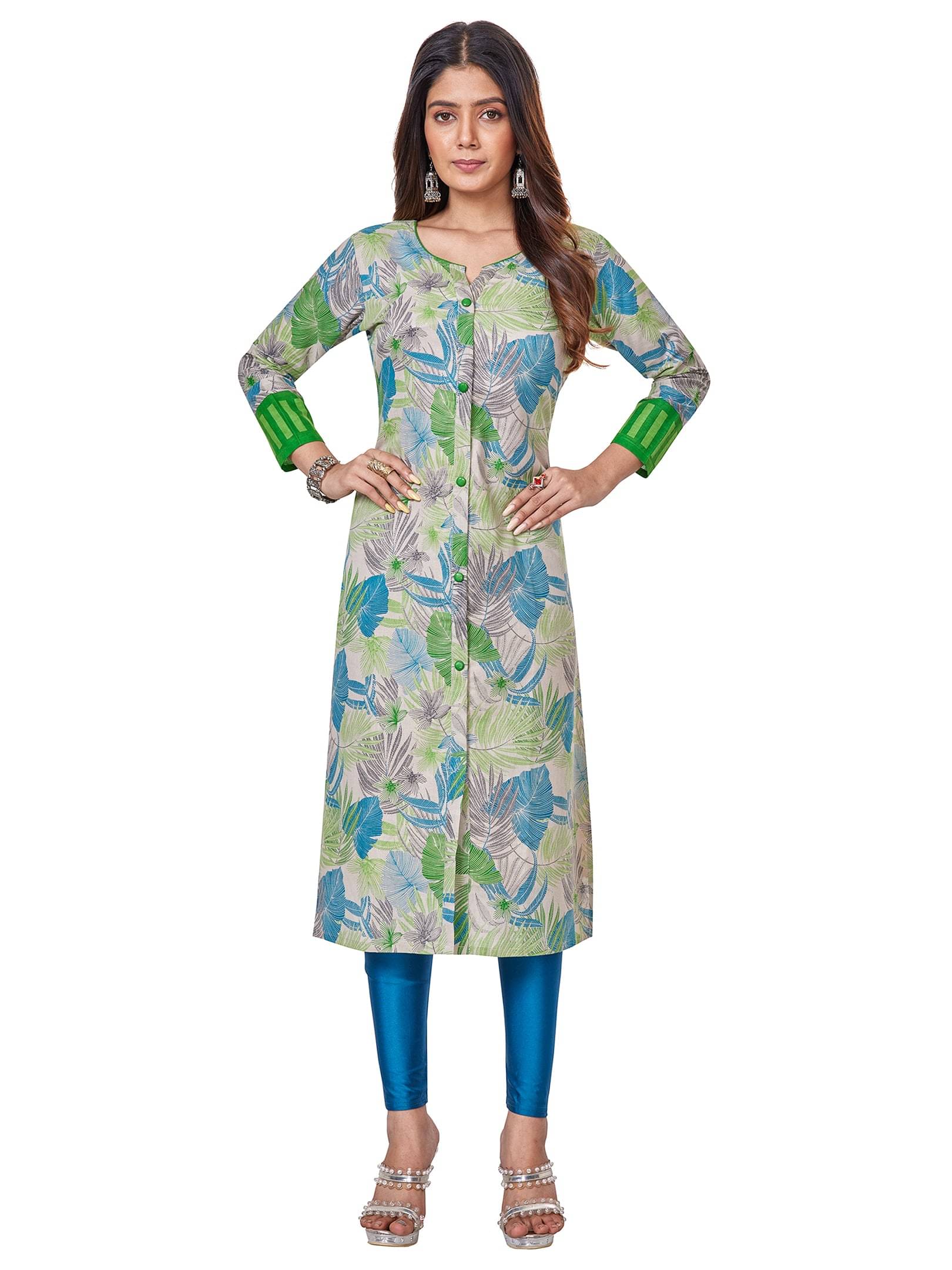 Jevi Prints Pack of 1 Cotton Printed Straight Women's Kurti - ( Beige ) Jevi Prints Pack of 1 Cotton Printed Straight Women's Kurti - ( Beige )