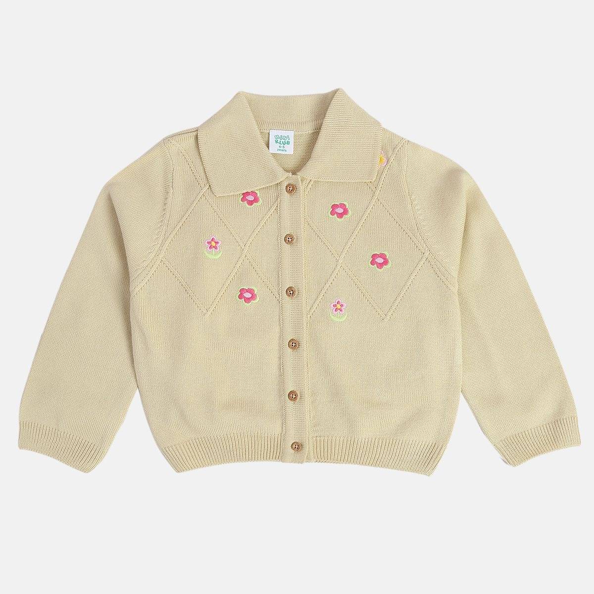     			MINI KLUB Pack of 1 Girls Acrylic Cardigans ( Off White )