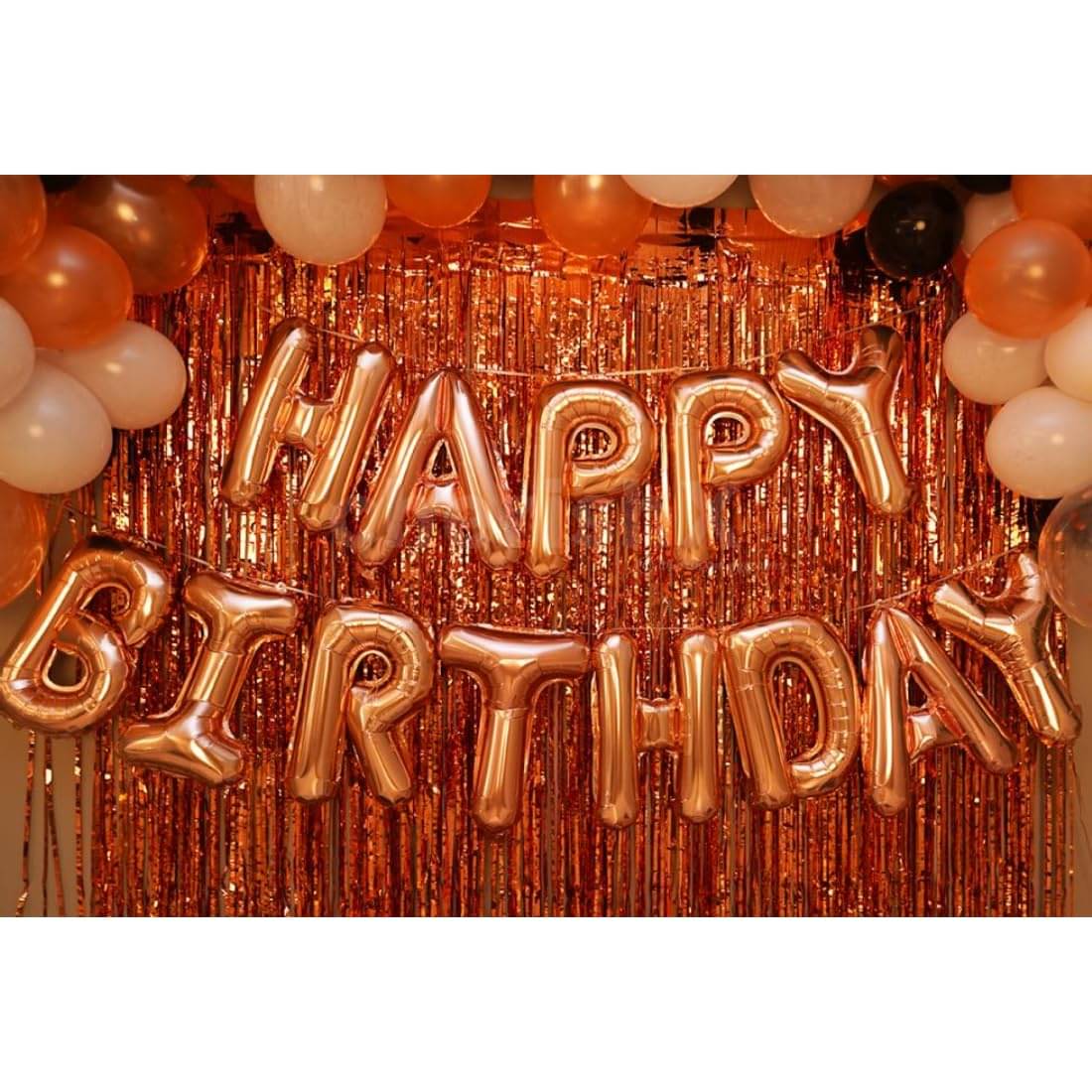     			PartyBooms Solid Happy Birthday Balloons Decoration Set RoseGold Balloon (RoseGold, Pack of 3)