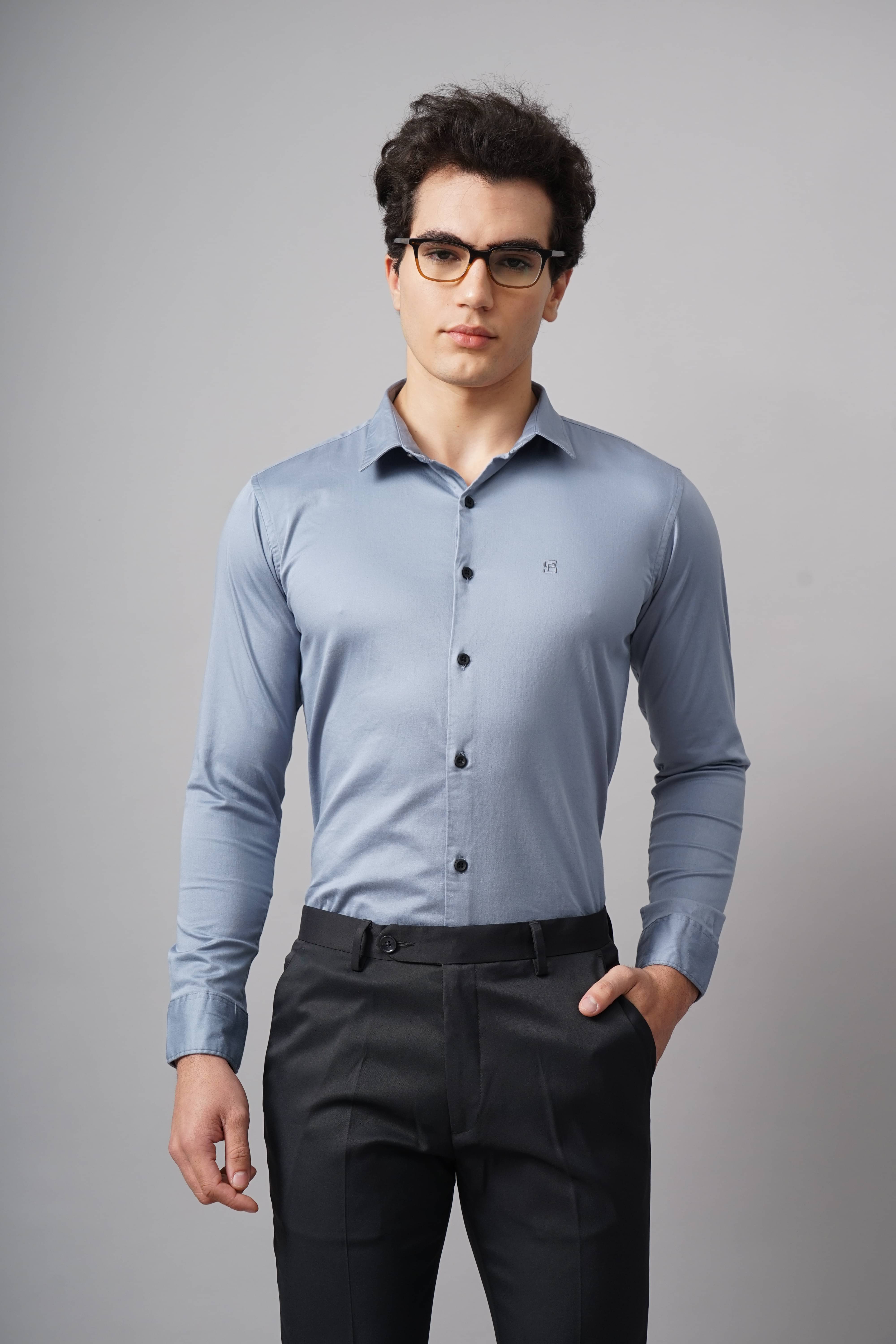Paul Street Cotton Blend Slim Fit Solids Full Sleeves Men's Casual Shirt - Blue ( Pack of 1 ) Paul Street Cotton Blend Slim Fit Solids Full Sleeves Men's Casual Shirt - Blue ( Pack of 1 )