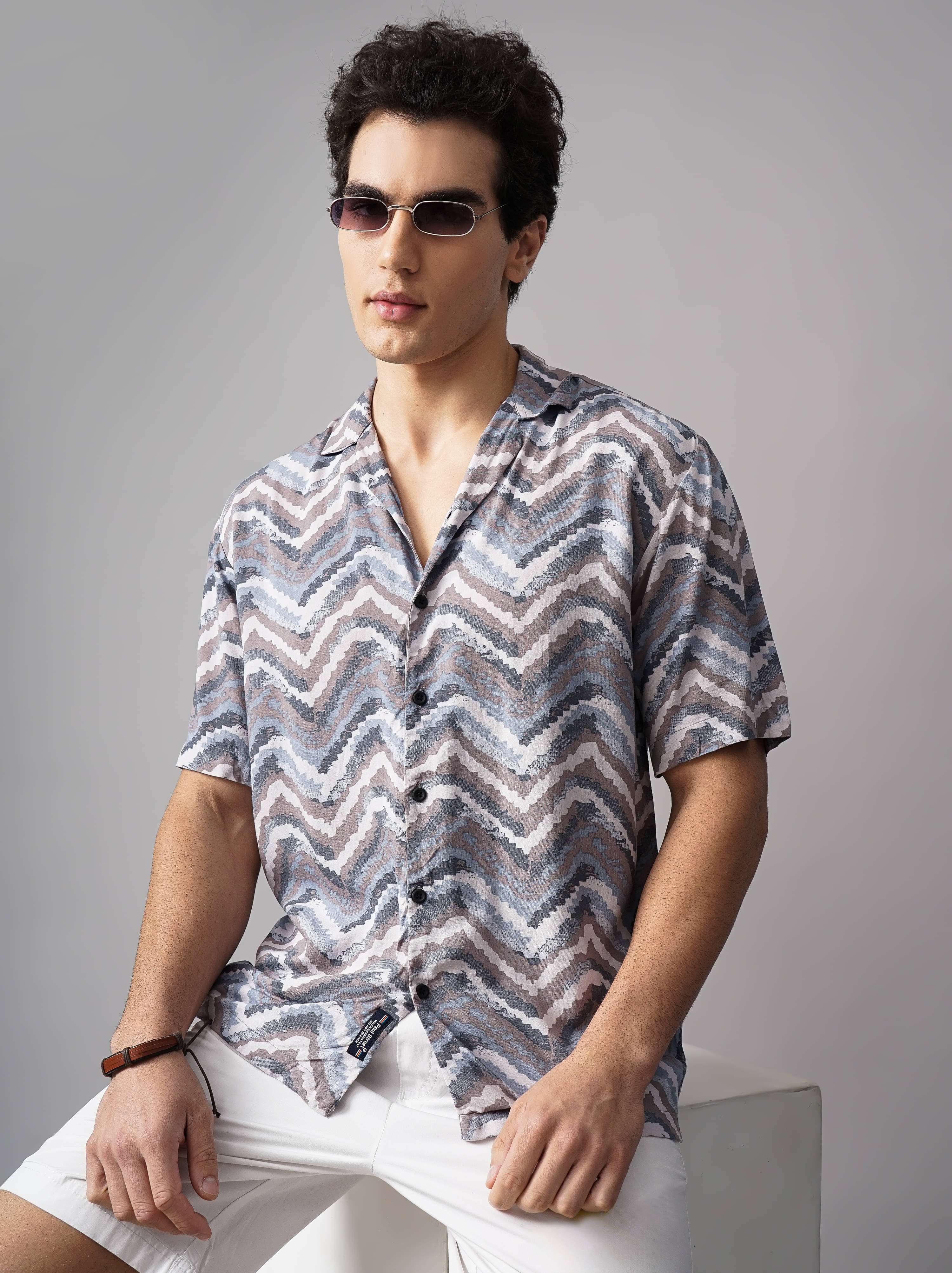     			Paul Street Rayon Oversized Fit Printed Half Sleeves Men's Casual Shirt - Blue ( Pack of 1 )