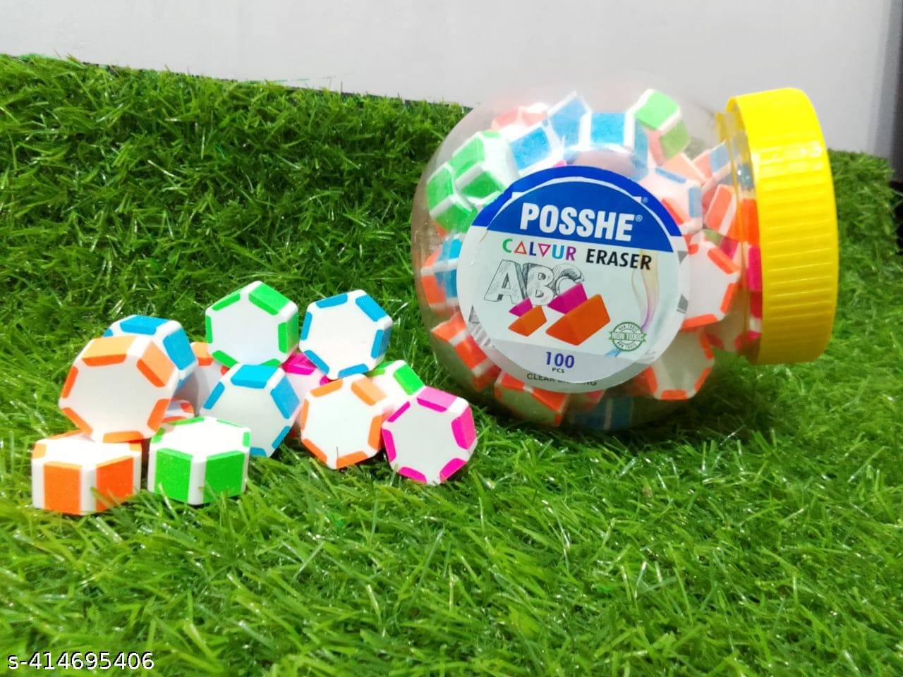 Posshe Neon Hexa Large Color Full Eraser Pack of 40 Pcs Posshe Neon Hexa Large Color Full Eraser Pack of 40 Pcs