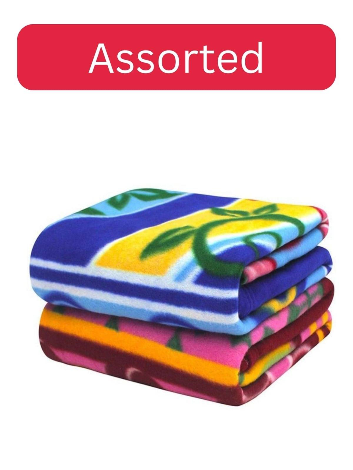     			Wholesale india Fleece Floral Single Bed Blanket ( 220 cm x 150 cm ) - Multi ( Pack of 2 ) Assorted