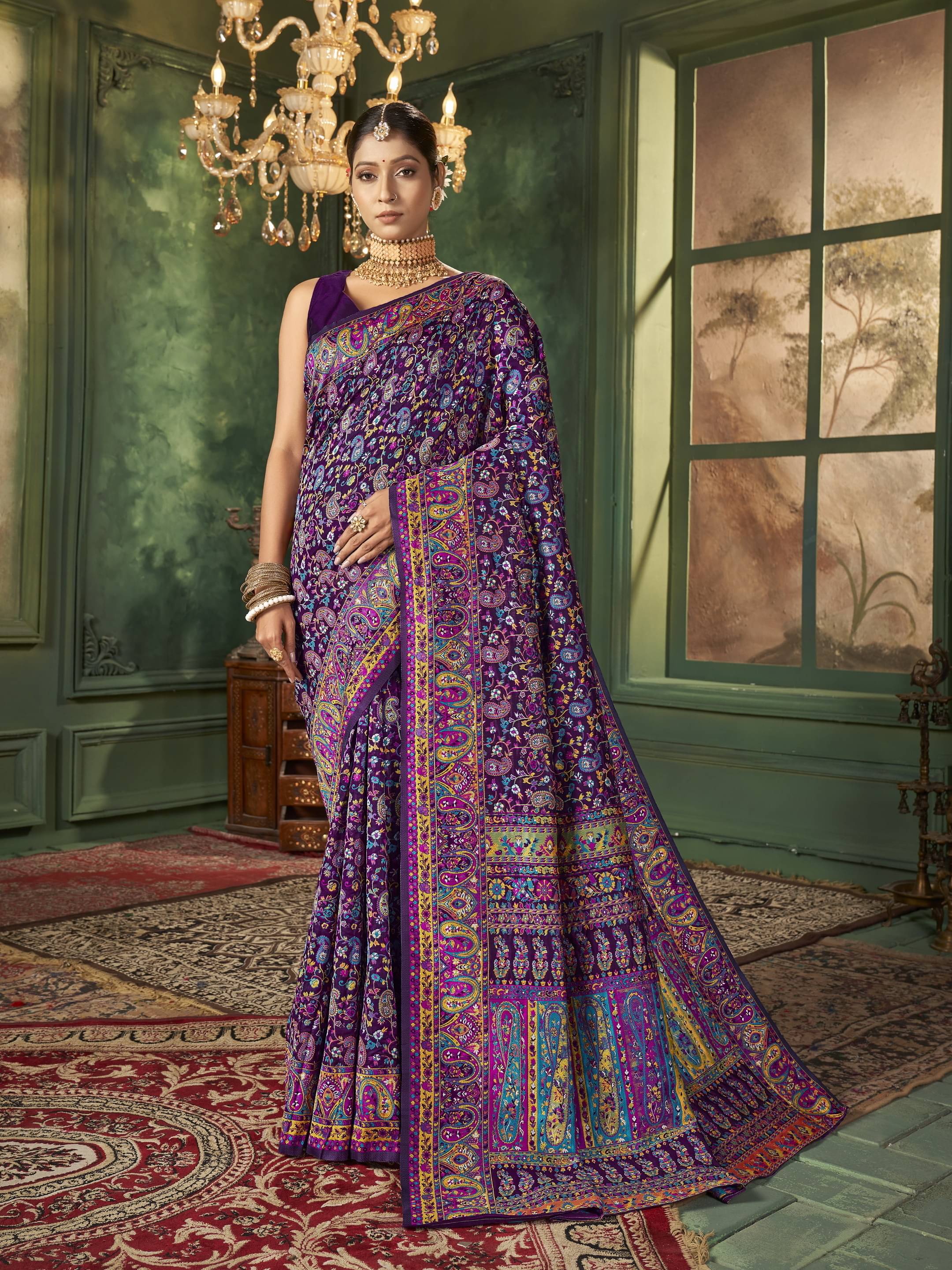 Sariya Jacquard Printed Saree With Unstitched Blouse Piece ( Wine ) Sariya Jacquard Printed Saree With Unstitched Blouse Piece ( Wine )