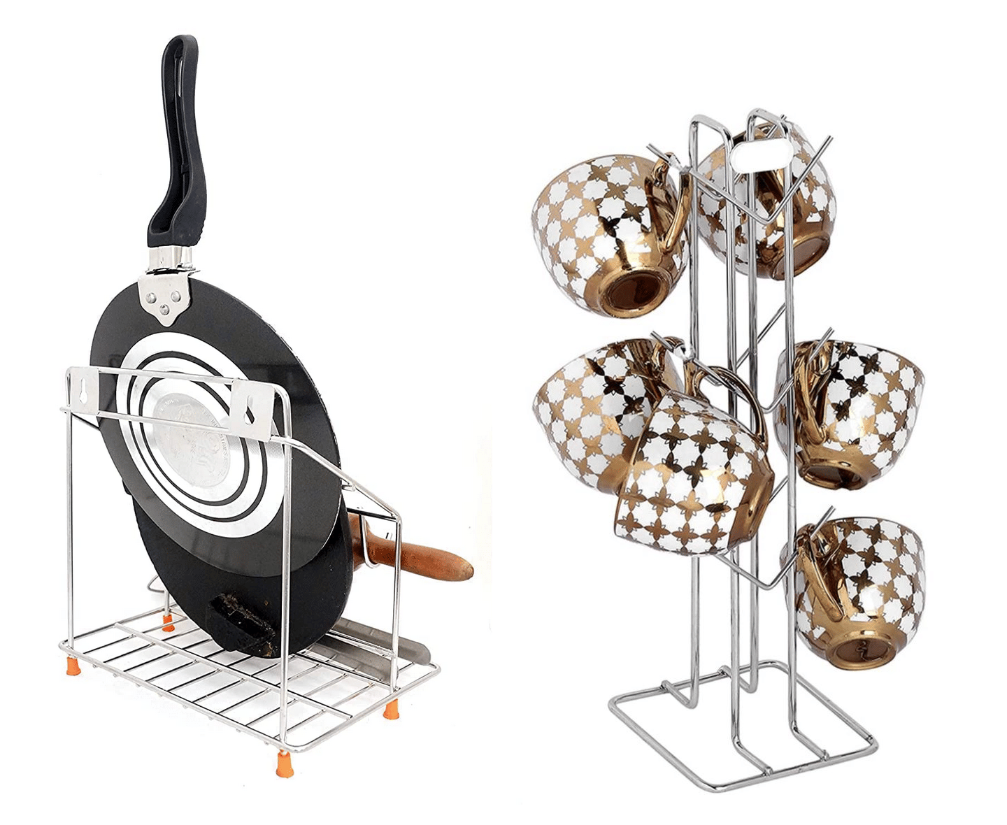     			TINUMS Silver Stainless Steel Wall mount Stand ( Pack of 2 )