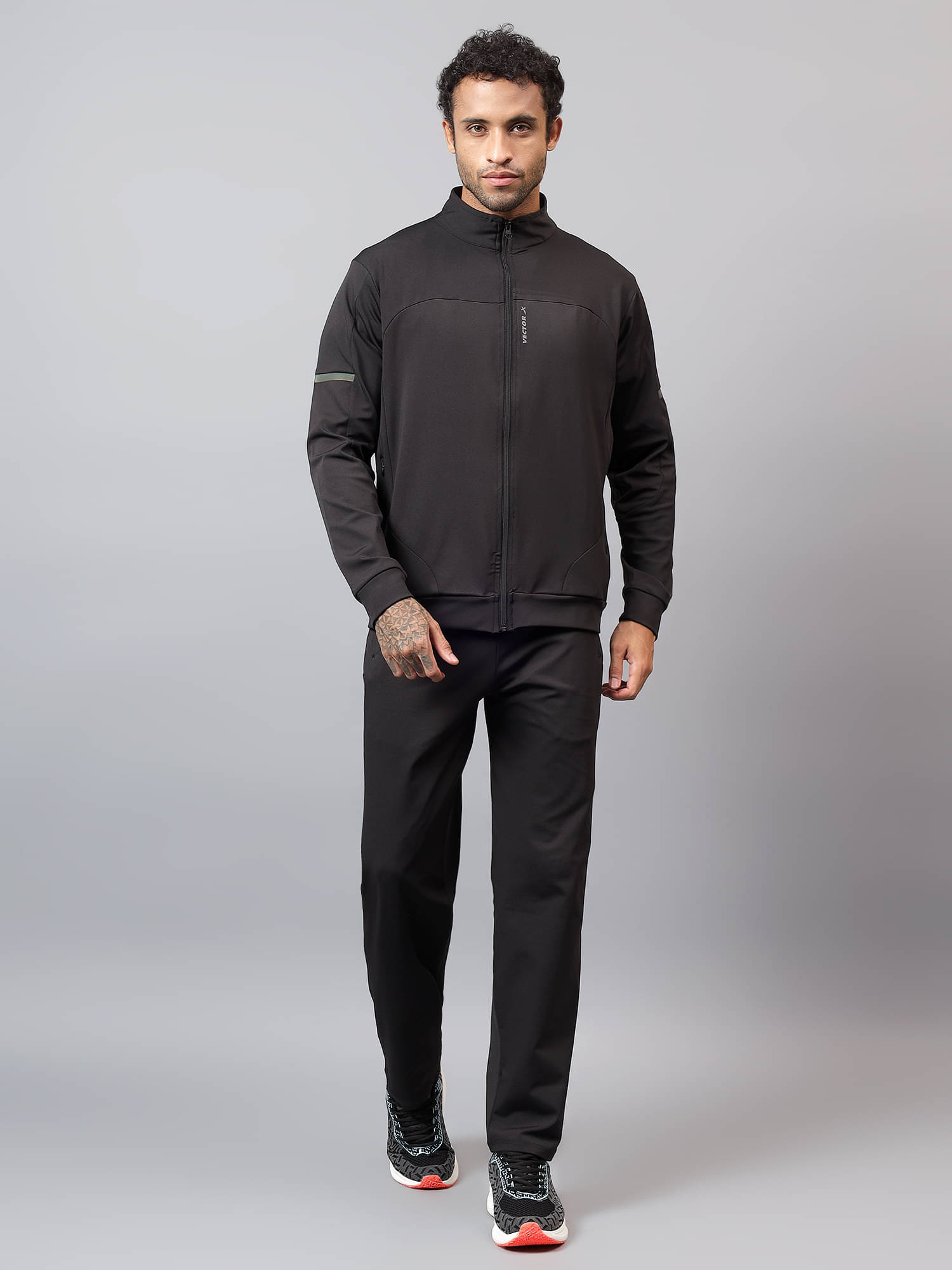 Vector X Black Polyester Regular Fit Solid Men's Sports Tracksuit ( Pack of 1 ) Vector X Black Polyester Regular Fit Solid Men's Sports Tracksuit ( Pack of 1 )