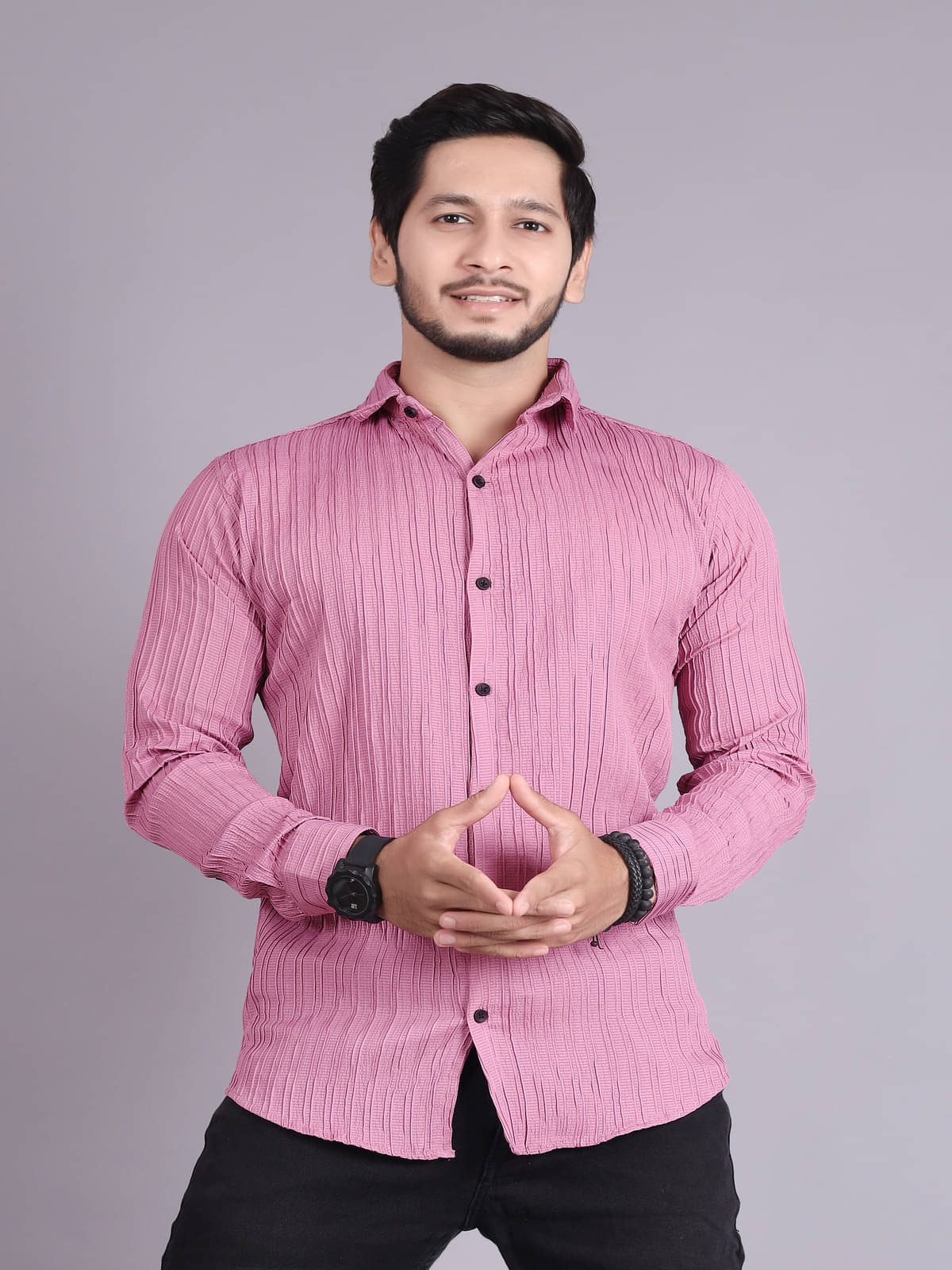 Generic Cotton Blend Slim Fit Popcorn Textured Full Sleeves Men's Casual Shirt - Mauve ( Pack of 1 ) Generic Cotton Blend Slim Fit Popcorn Textured Full Sleeves Men's Casual Shirt - Mauve ( Pack of 1 )