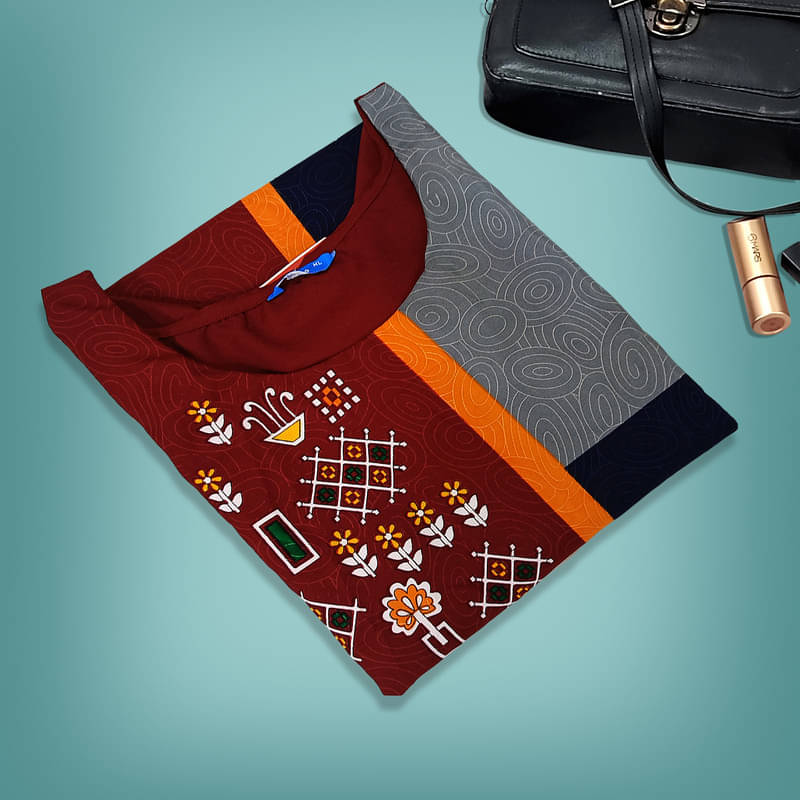 1 Stop Fashion Pack of 1 Crepe Printed A-line Women's Kurti - ( Maroon ) 1 Stop Fashion Pack of 1 Crepe Printed A-line Women's Kurti - ( Maroon )