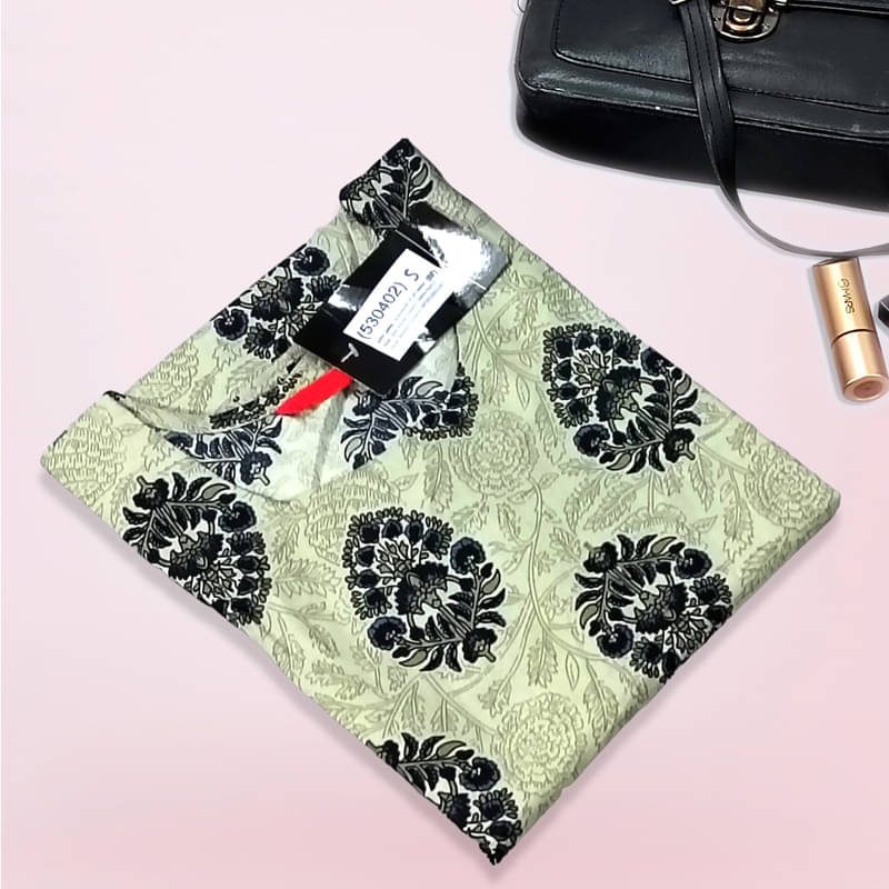 1 Stop Fashion Pack of 1 Crepe Printed A-line Women's Kurti - ( Green & Blue ) 1 Stop Fashion Pack of 1 Crepe Printed A-line Women's Kurti - ( Green & Blue )