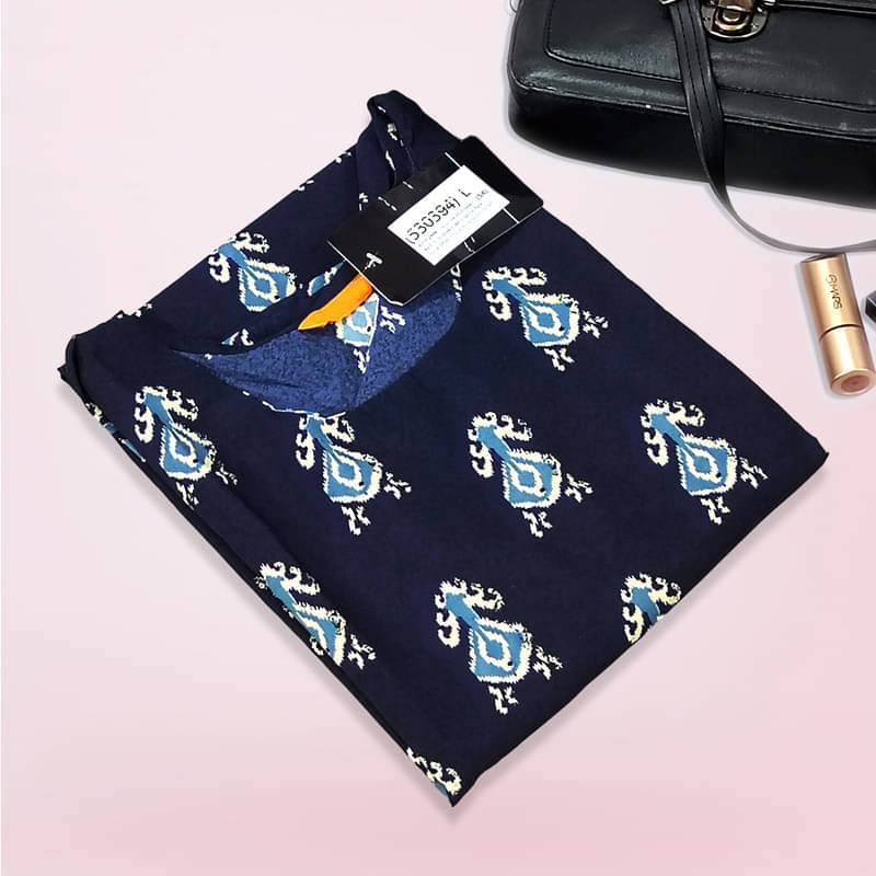 1 Stop Fashion Pack of 1 Crepe Printed A-line Women's Kurti - ( Blue )     			1 Stop Fashion Pack of 1 Crepe Printed A-line Women's Kurti - ( Blue )