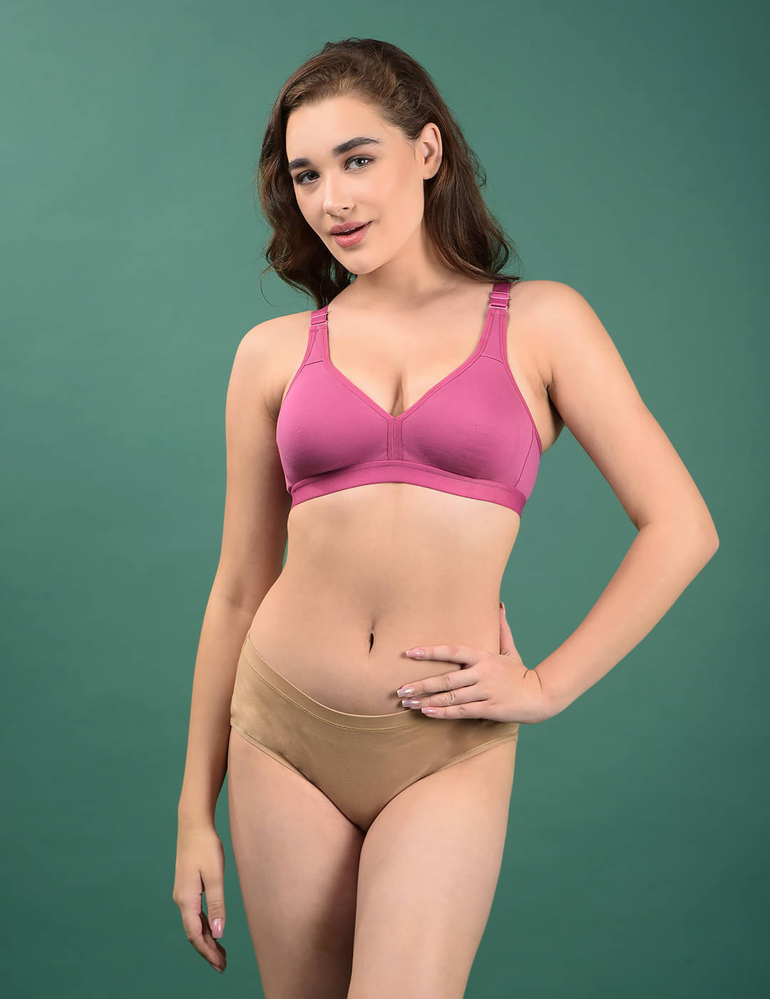 Dollar Missy Pack of 1 Cotton Blend Non Padded Everyday Bra For Women ( Pink )     			Dollar Missy Pack of 1 Cotton Blend Non Padded Everyday Bra For Women ( Pink )