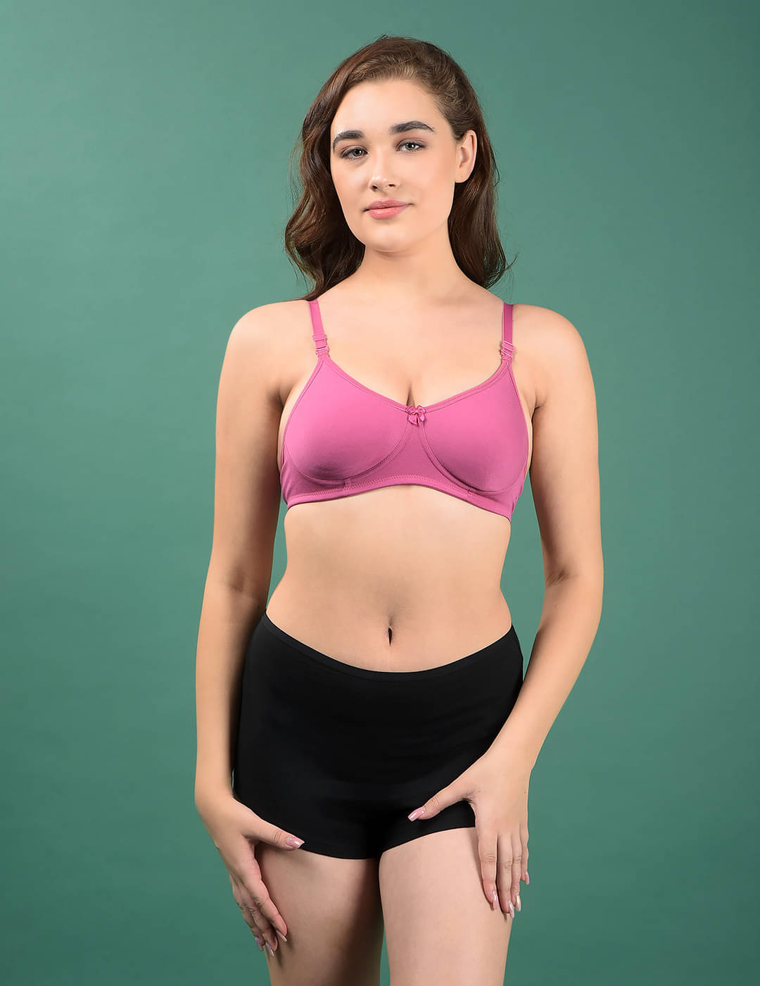     			Dollar Missy Pack of 1 Cotton Lightly Padded Plunge Bra For Women ( Pink )