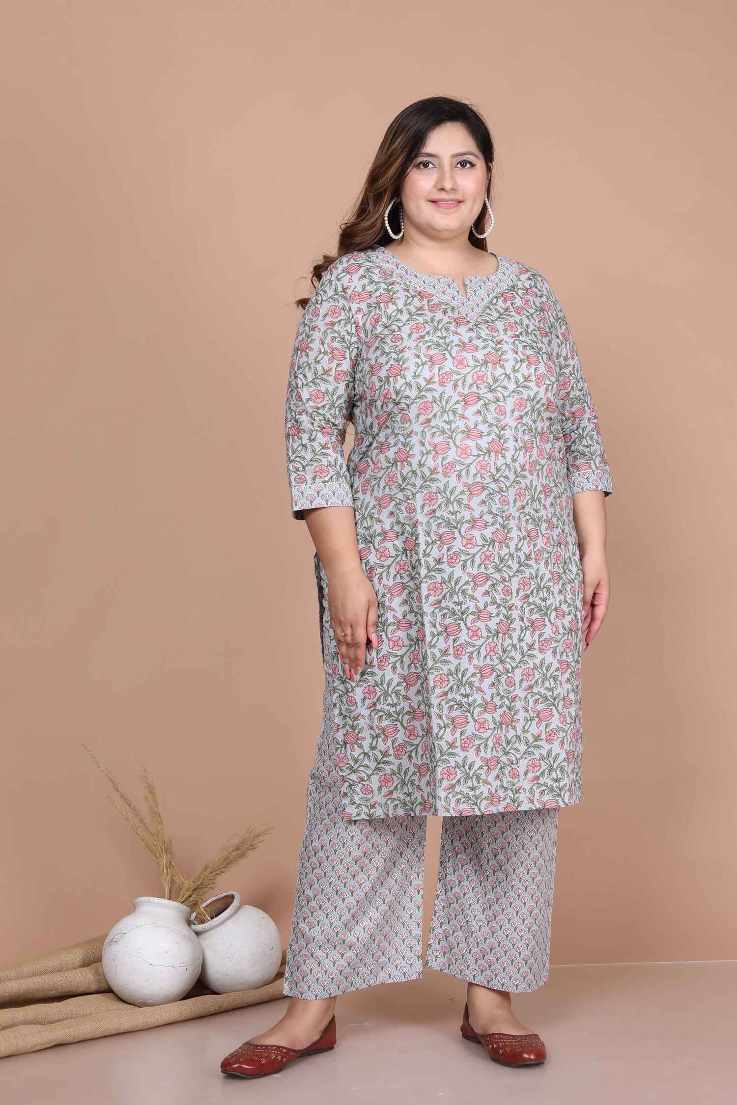 Doriyaan Cotton Printed Kurti With Palazzo Women's Stitched Salwar Suit - Blue ( Pack of 1 ) Doriyaan Cotton Printed Kurti With Palazzo Women's Stitched Salwar Suit - Blue ( Pack of 1 )