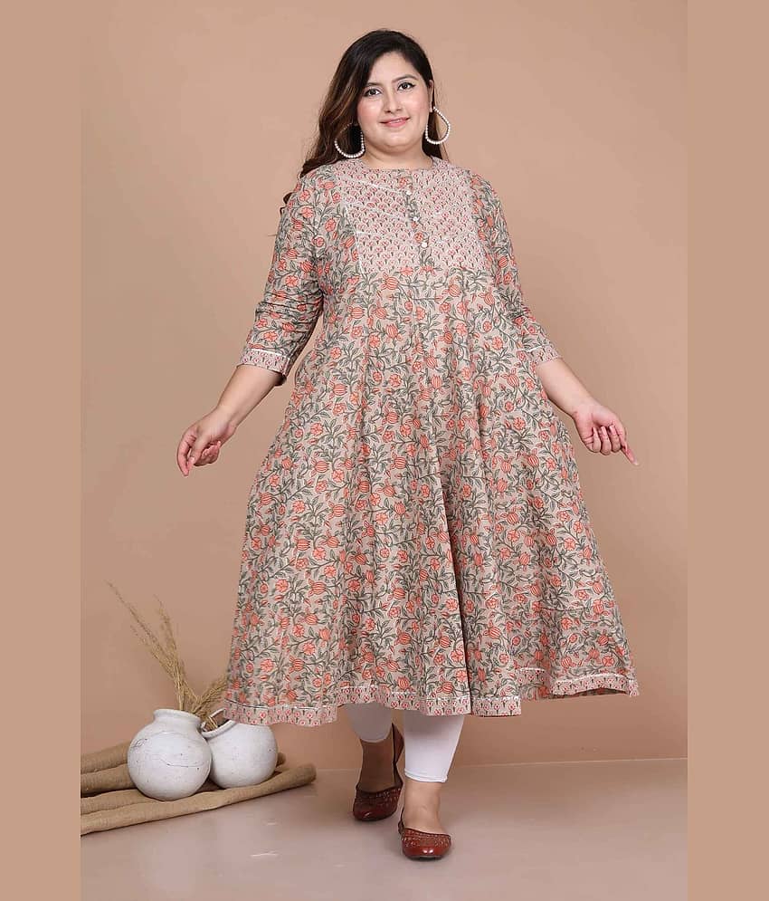 Doriyaan Pack of 1 Cotton Printed Anarkali Women's Kurti - ( Brown ) - Kurtis, Tunics | Buy online on ZillyBuy