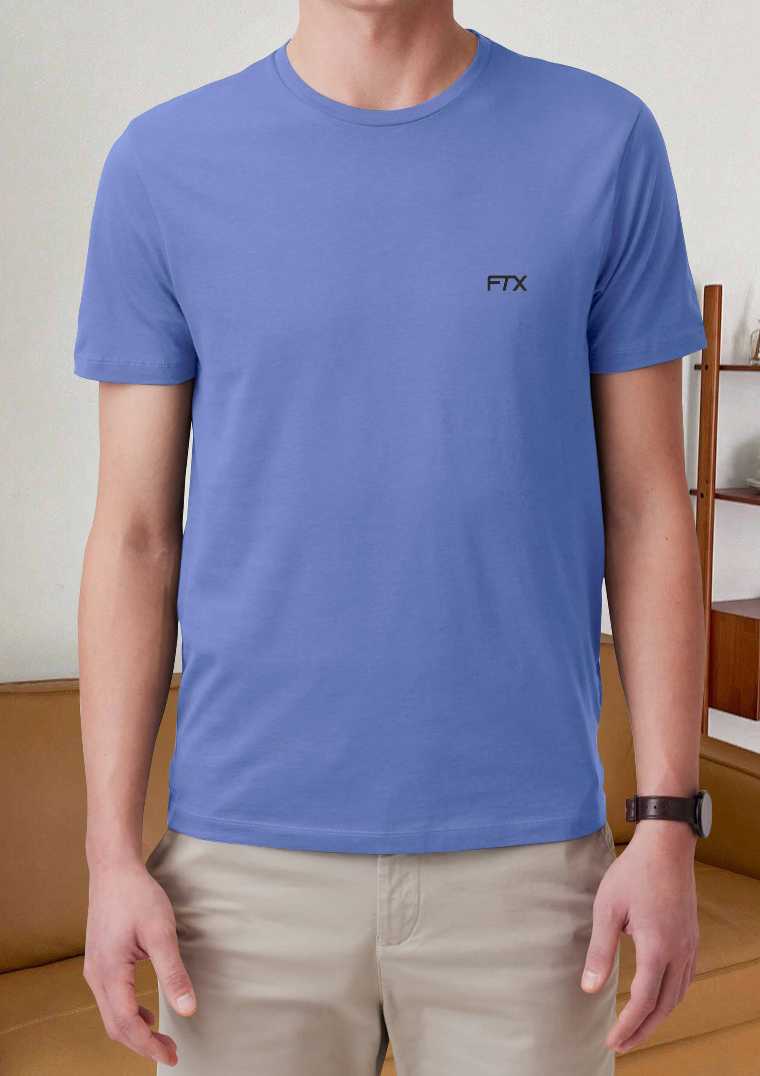 FTX Pack of 1 100% Cotton Regular Fit Men's T-Shirt ( Light Blue ) FTX Pack of 1 100% Cotton Regular Fit Men's T-Shirt ( Light Blue )