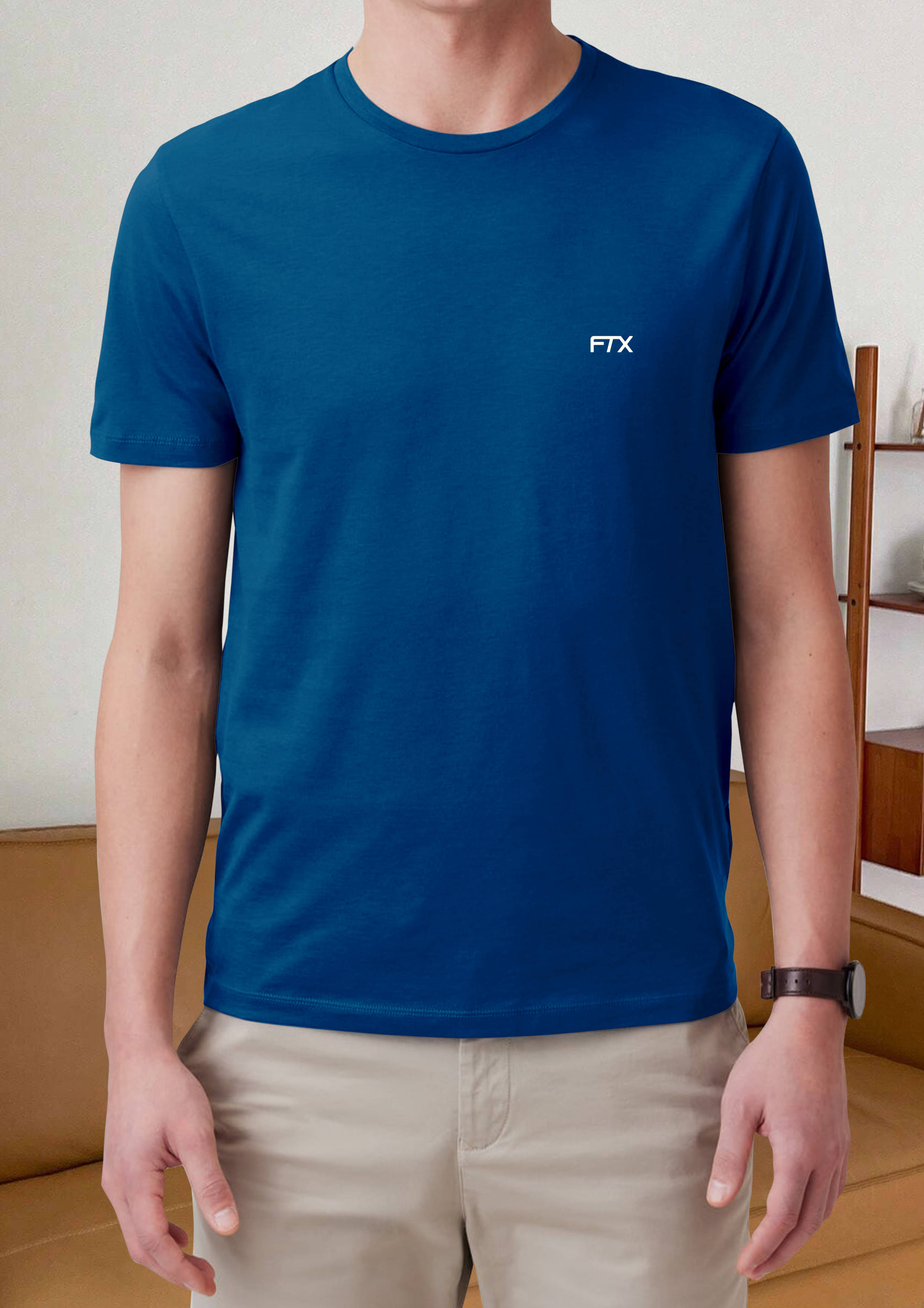     			FTX Pack of 1 100% Cotton Regular Fit Men's T-Shirt ( Blue )