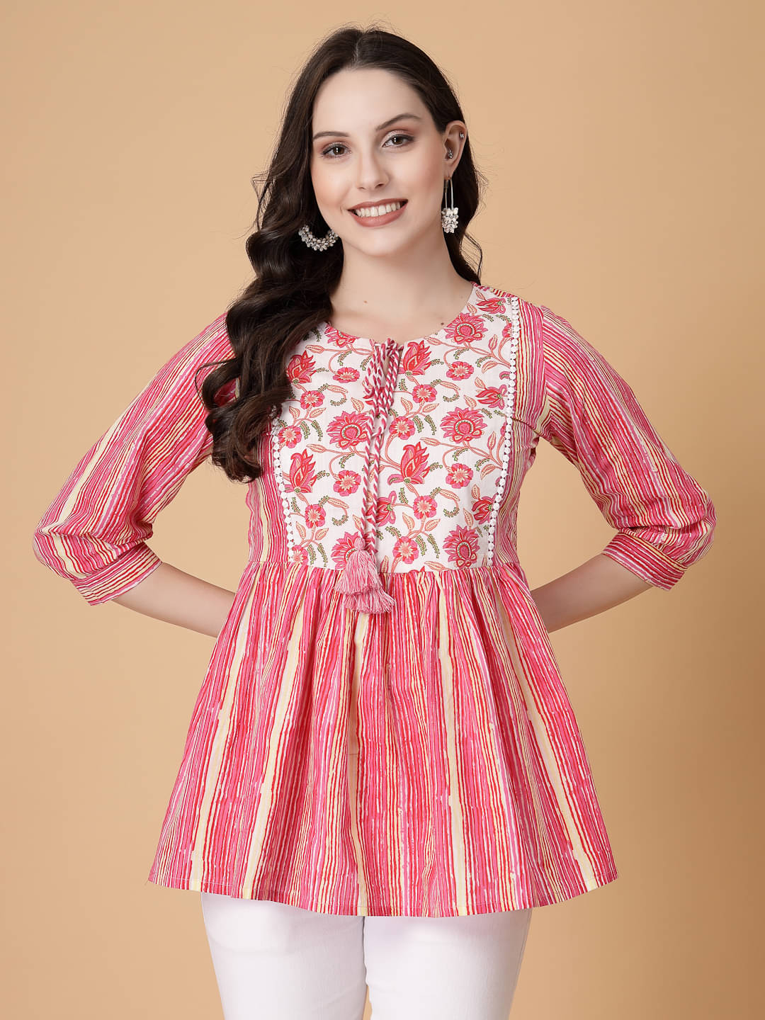 GOD BLESS Multicolor Cotton Women's Peplum Top ( Pack of 1 )     			GOD BLESS Multicolor Cotton Women's Peplum Top ( Pack of 1 )