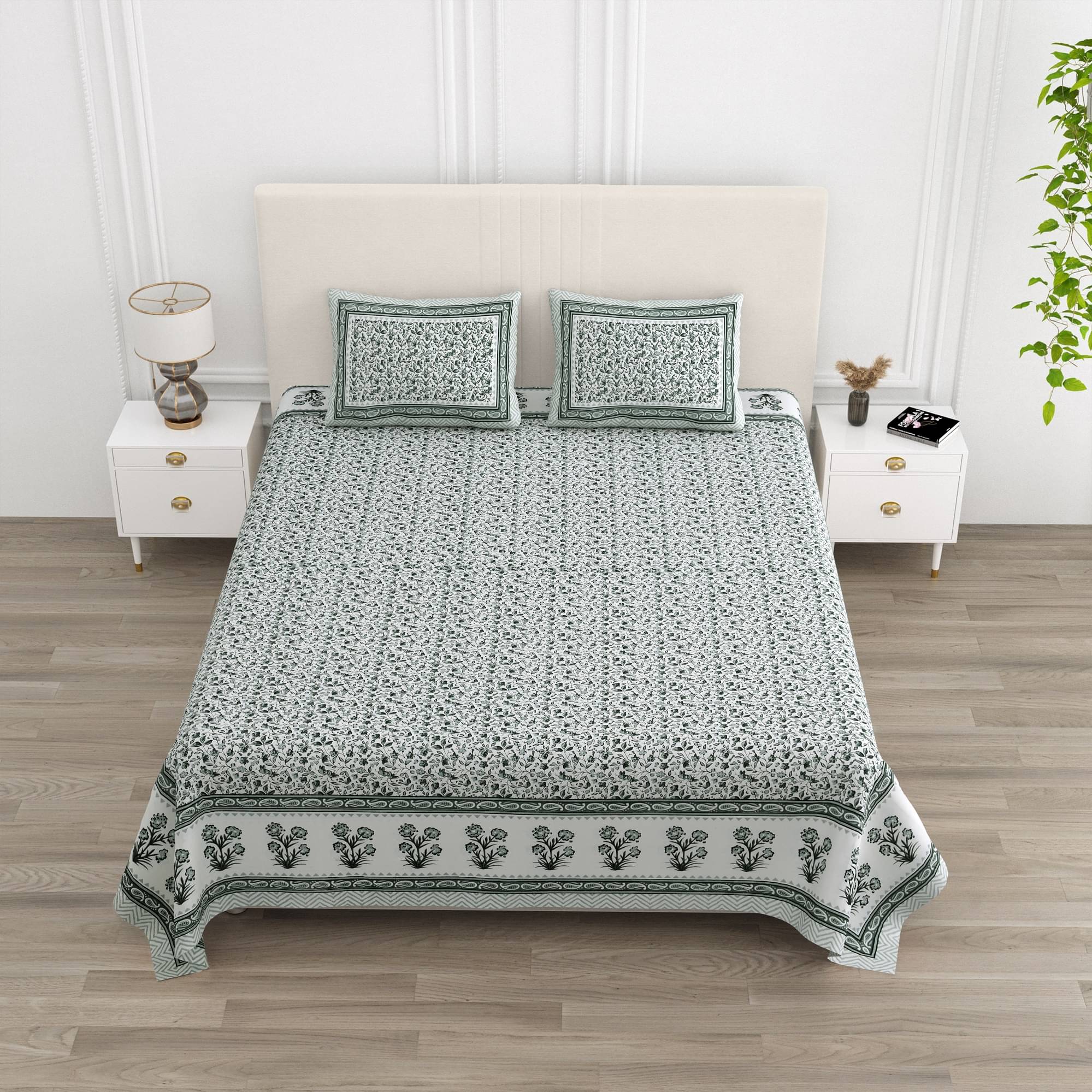 Jinaya's Cotton 1 Double King Bedsheet with 2 Pillow Covers ( Multicolor ) Jinaya's Cotton 1 Double King Bedsheet with 2 Pillow Covers ( Multicolor )