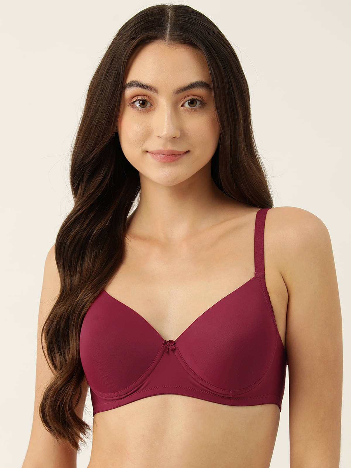 Leading Lady Pack of 1 Nylon Lightly Padded T-Shirt Bra For Women ( Maroon ) Leading Lady Pack of 1 Nylon Lightly Padded T-Shirt Bra For Women ( Maroon )