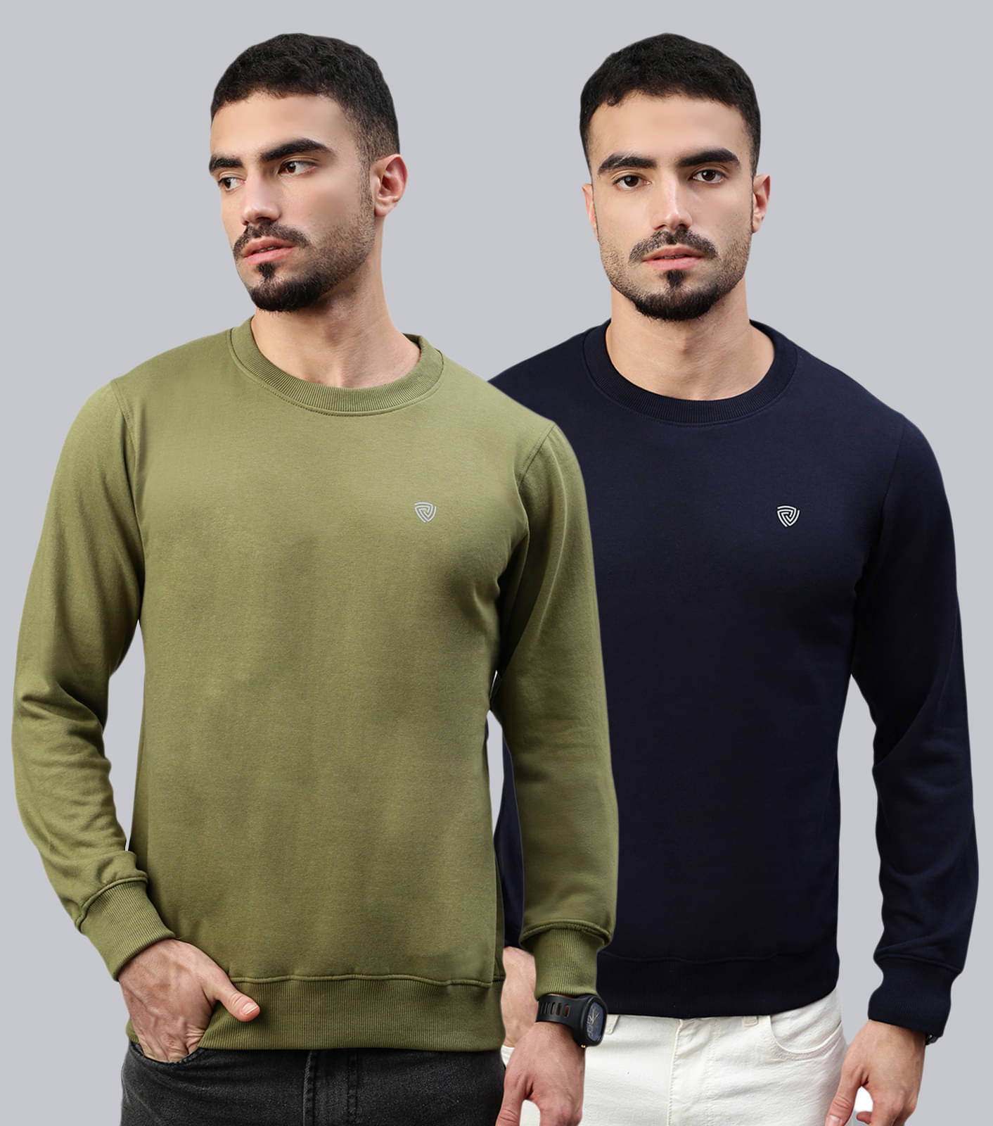     			Lux Cozi Cotton Round Neck Men's Sweatshirt - Navy Blue ( Pack of 2 )