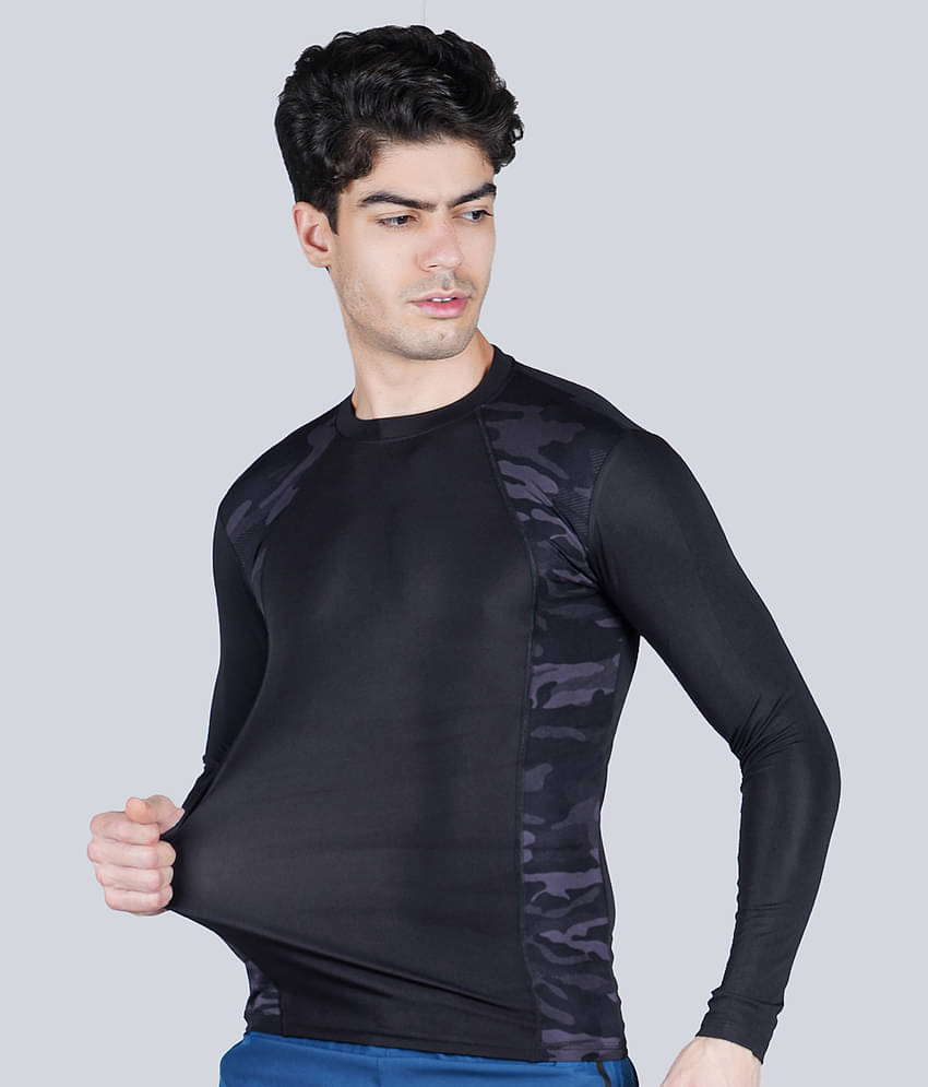 NEVER LOSE Black Polyester Regular Fit Men's Compression T-Shirt ( Pack of 1 )