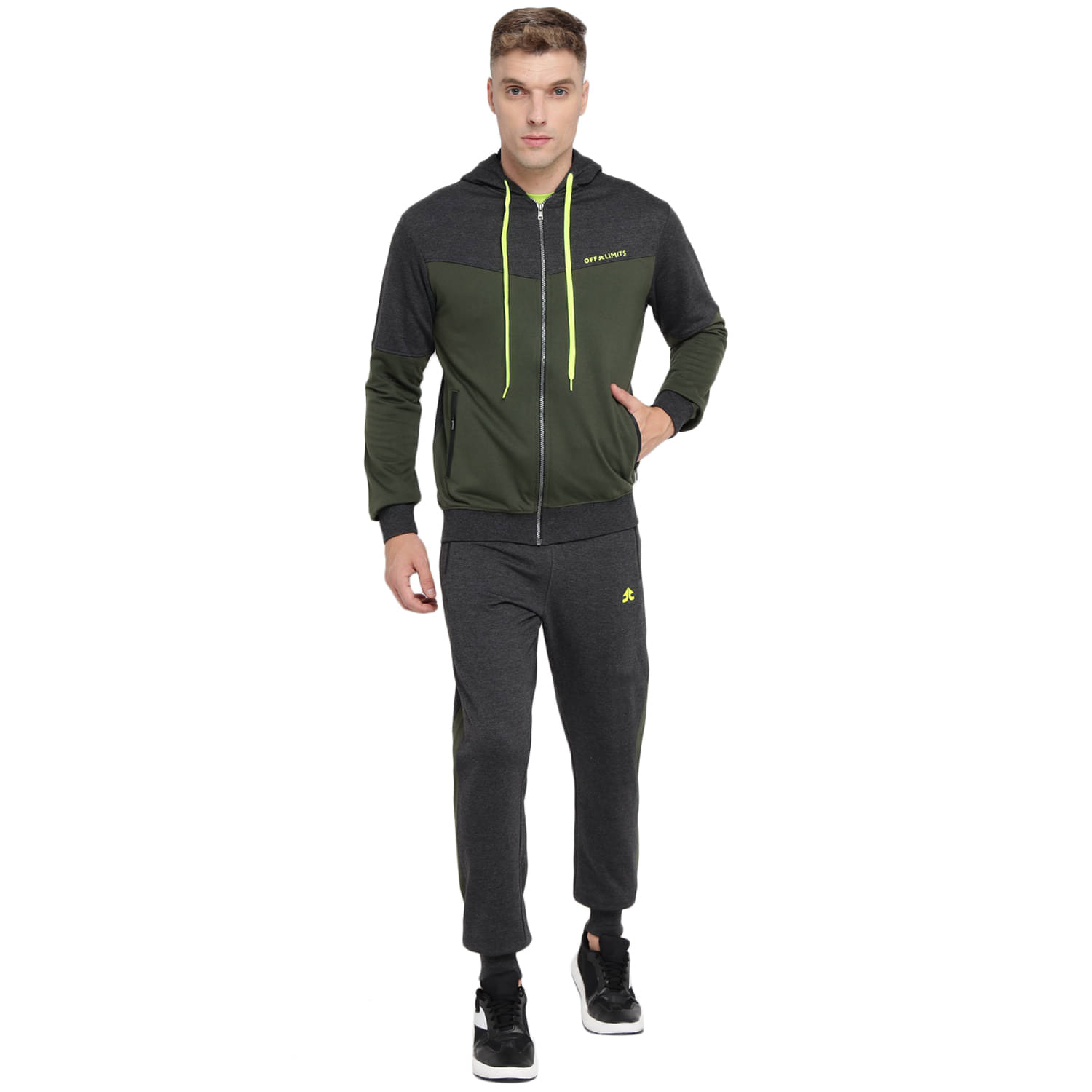 OFF LIMITS Olive Fleece Regular Fit Colorblock Men's Sports Tracksuit ( Pack of 1 ) OFF LIMITS Olive Fleece Regular Fit Colorblock Men's Sports Tracksuit ( Pack of 1 )