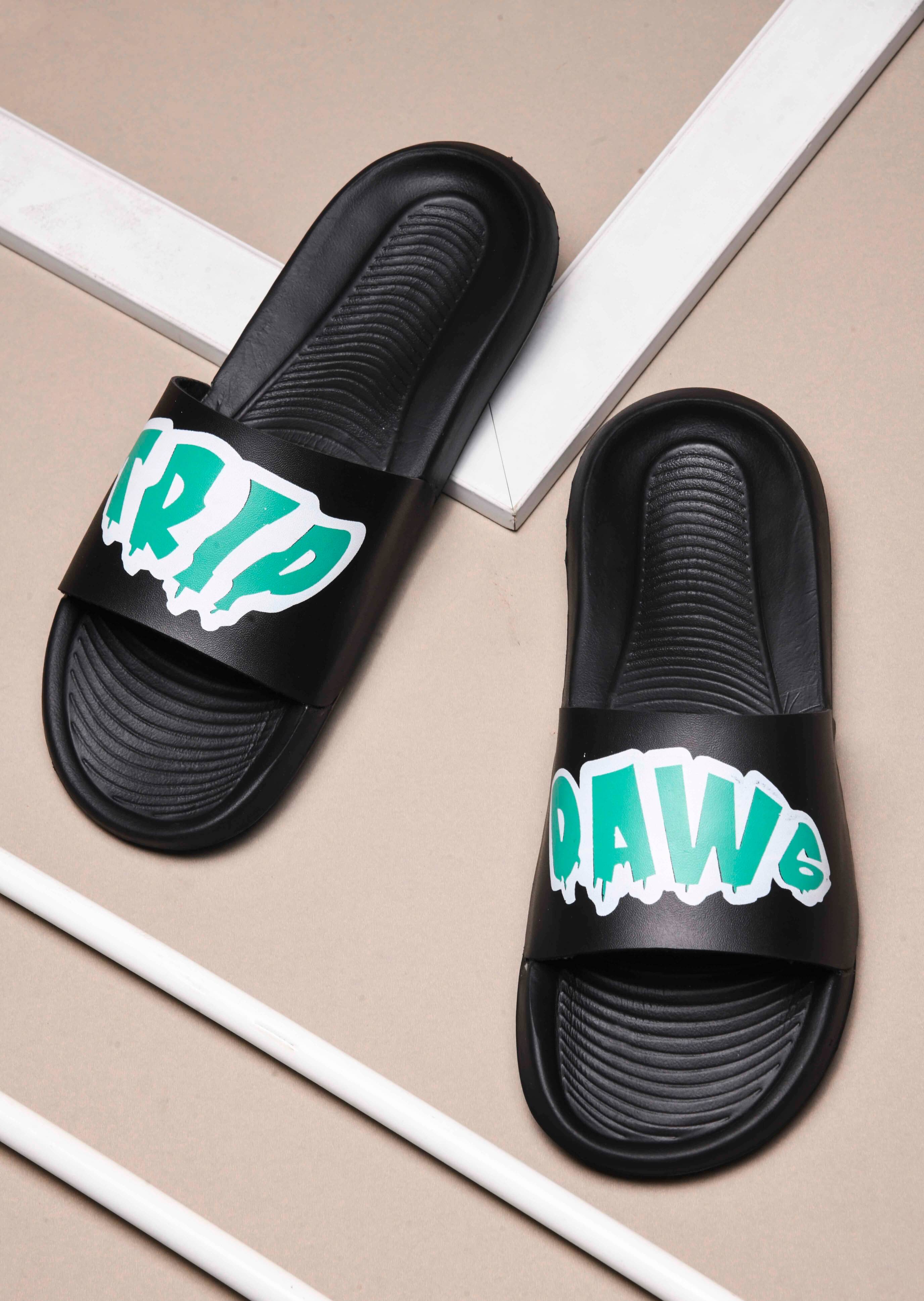     			Q tick Black Men's Slide Flip Flop