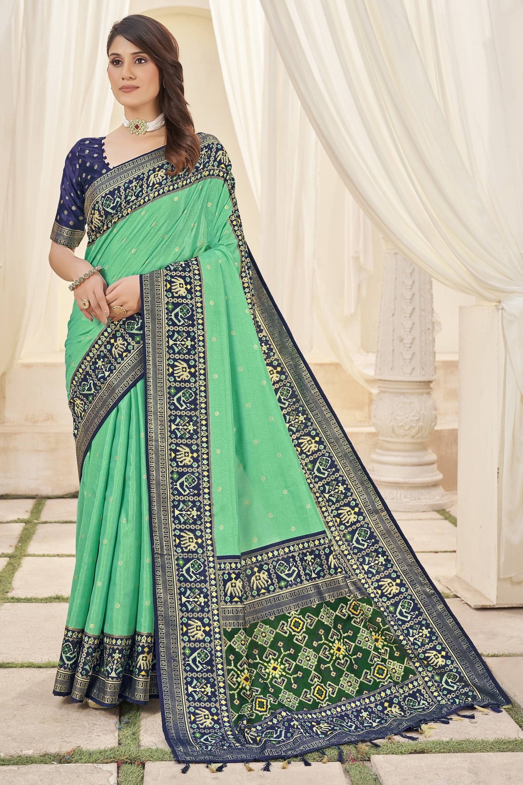 Sariya Art Silk Printed Saree With Unstitched Blouse Piece ( Rama ) Sariya Art Silk Printed Saree With Unstitched Blouse Piece ( Rama )