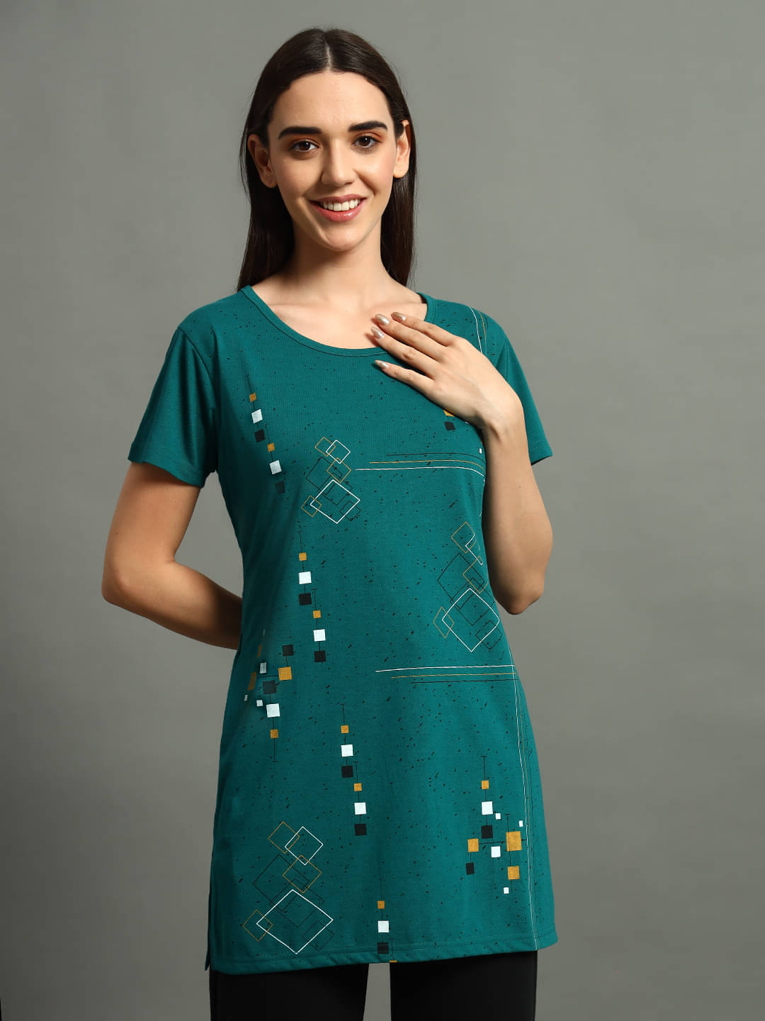     			VERO AMORE Women's Cotton Blend Regular Top ( Navy Blue )