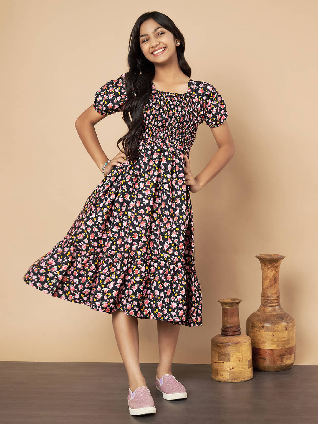 ZWERLON Rayon Fit And Flare Dress For Girls ( Pack of 1 , Black ) ZWERLON Rayon Fit And Flare Dress For Girls ( Pack of 1 , Black )