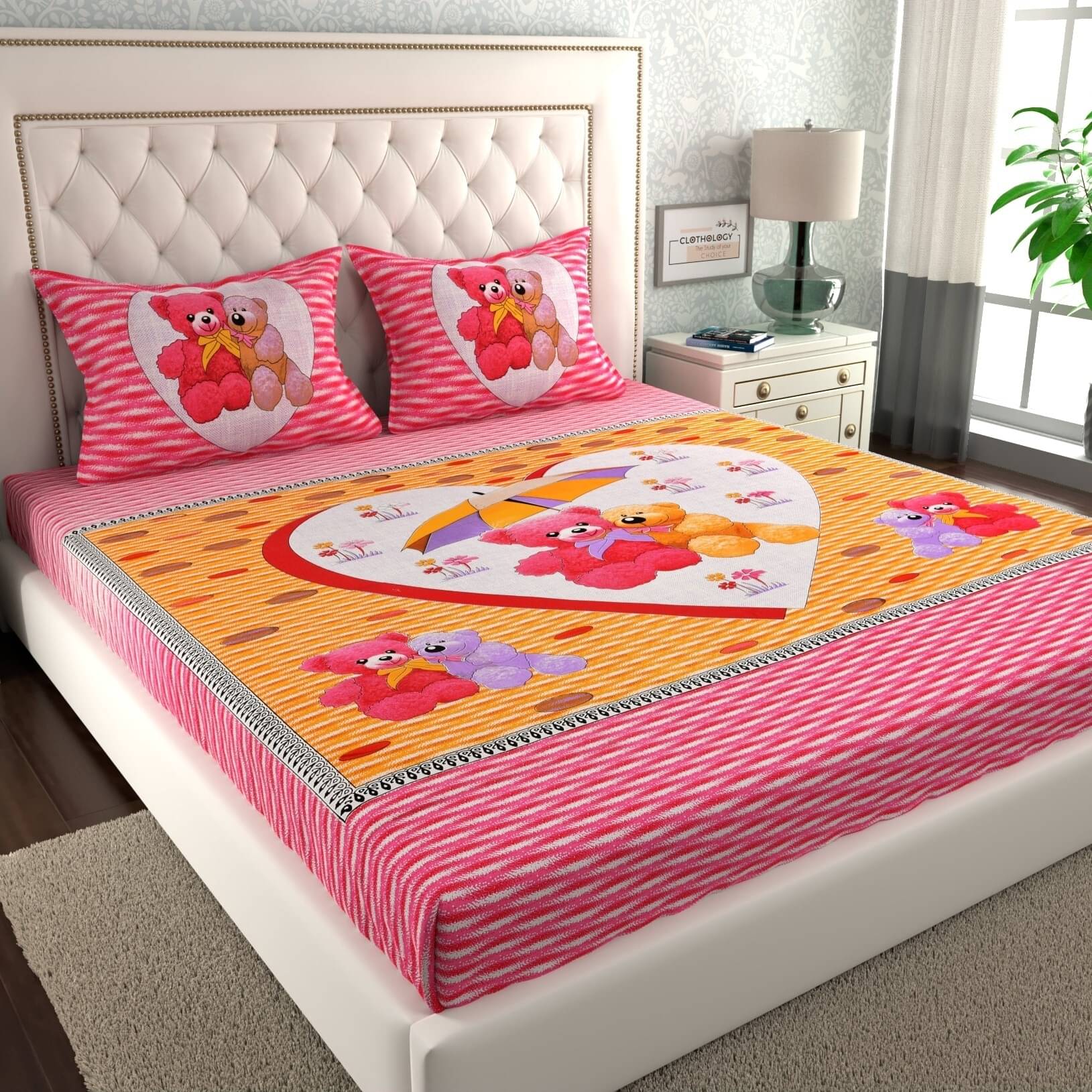 ABHACLOTHO Cotton 1 Double Bedsheet with 2 Pillow Covers ( Pink ) ABHACLOTHO Cotton 1 Double Bedsheet with 2 Pillow Covers ( Pink )