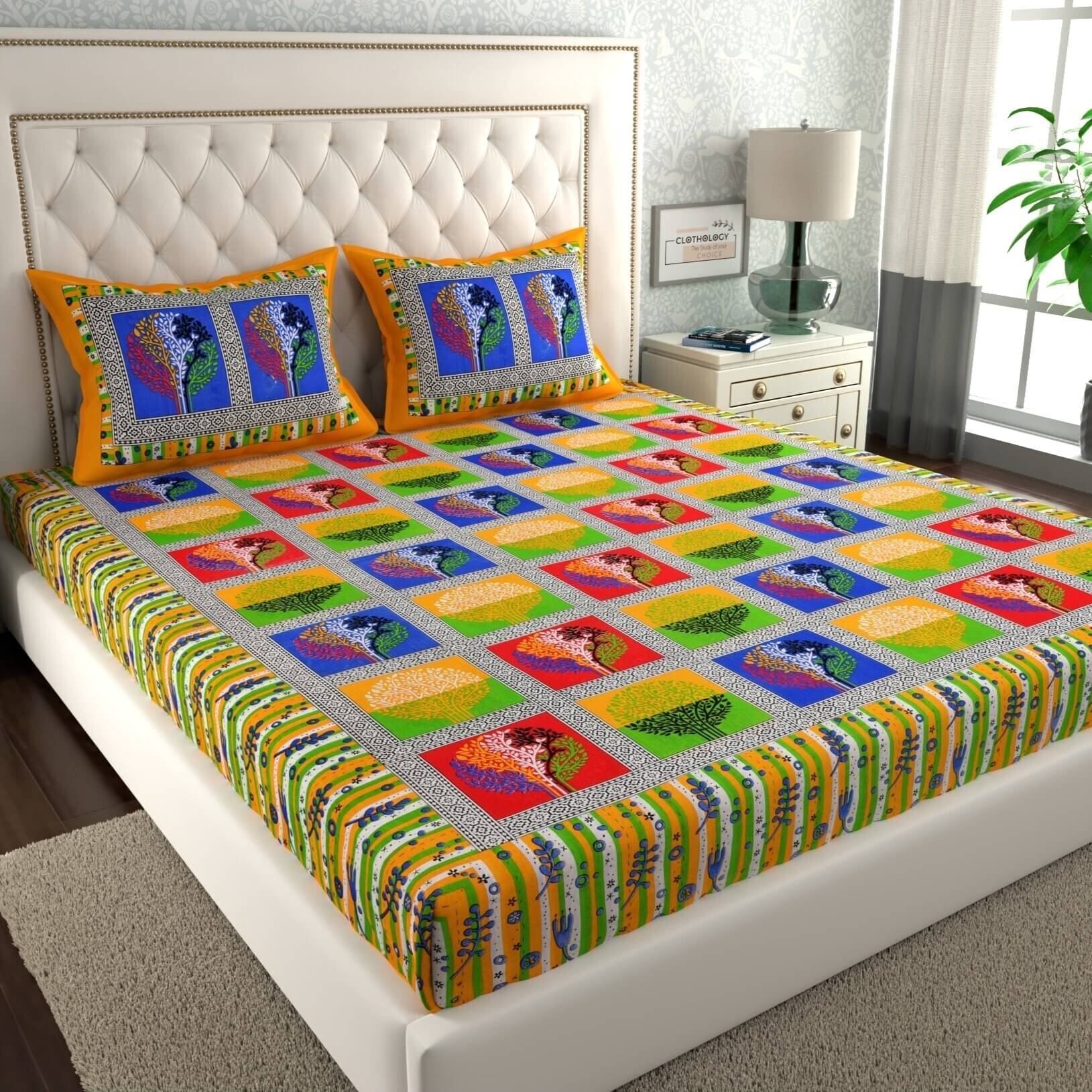 ABHACLOTHO Cotton 1 Double Bedsheet with 2 Pillow Covers ( Orange )     			ABHACLOTHO Cotton 1 Double Bedsheet with 2 Pillow Covers ( Orange )
