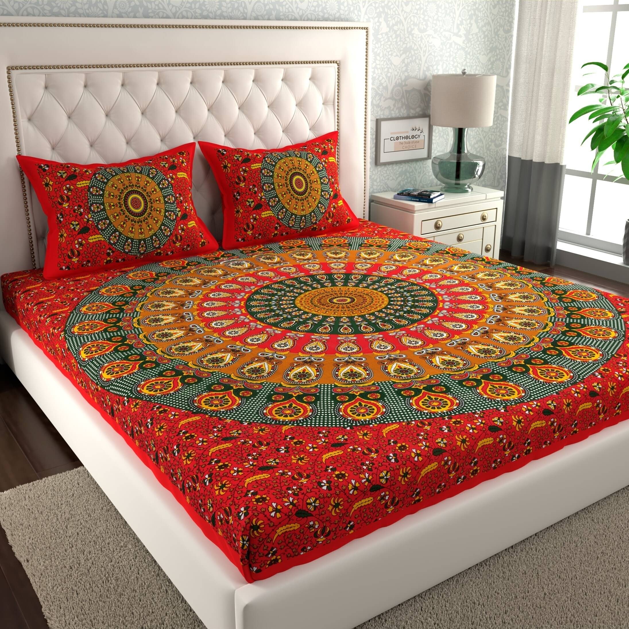 ABHACLOTHO Cotton 1 Double Bedsheet with 2 Pillow Covers ( Multicolor ) ABHACLOTHO Cotton 1 Double Bedsheet with 2 Pillow Covers ( Multicolor )
