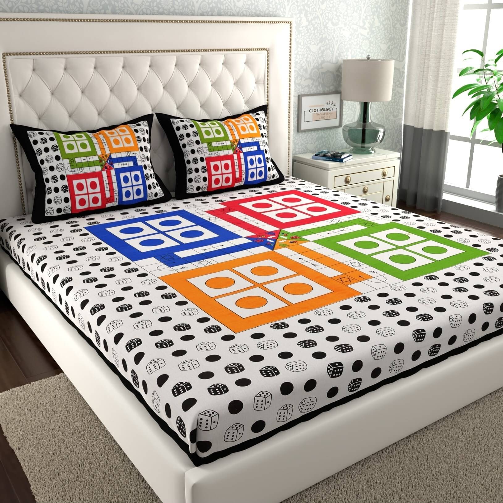 ABHACLOTHO Cotton 1 Double Bedsheet with 2 Pillow Covers ( Multicolor )     			ABHACLOTHO Cotton 1 Double Bedsheet with 2 Pillow Covers ( Multicolor )