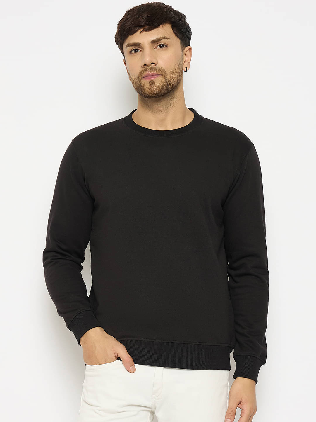     			BICHARA Fleece Round Neck Men's Sweatshirt - Black ( Pack of 1 )
