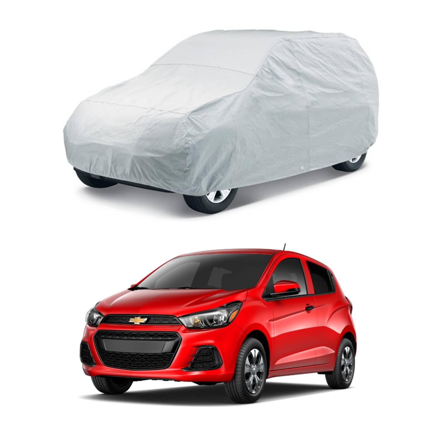     			CARNEST Car Body Cover for Chevrolet Spark [2014-2015] Without Mirror Pocket ( Pack of 1 ) , Silver