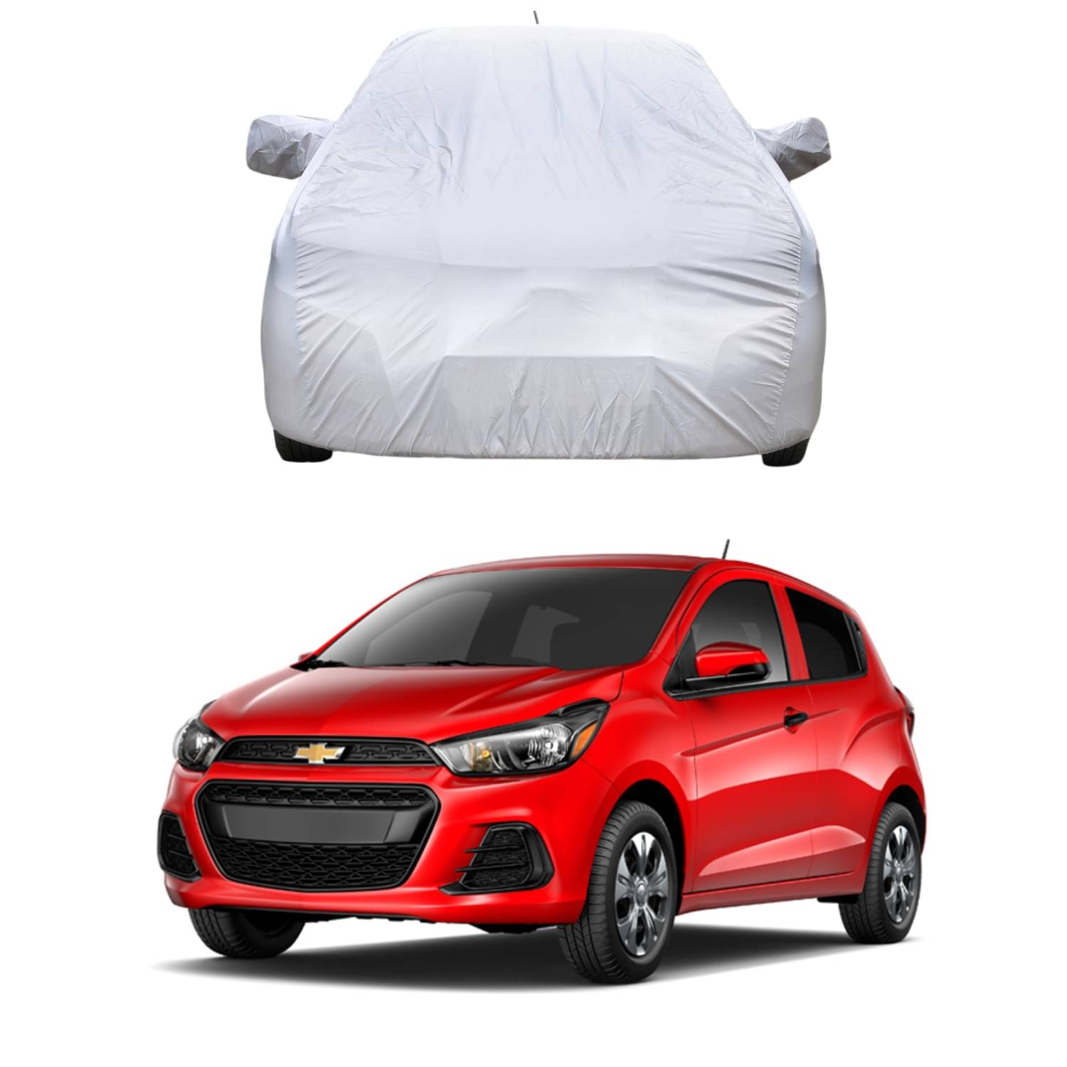     			CARNEST Car Body Cover for Chevrolet Spark [2007-2012] With Mirror Pocket ( Pack of 1 ) , Silver