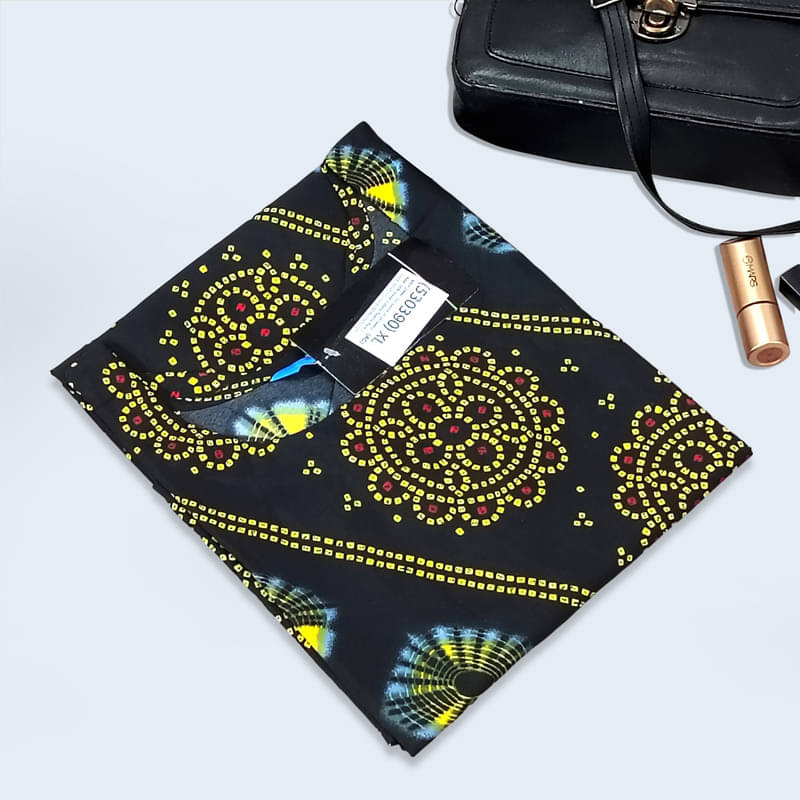 Ethnic Basket Pack of 1 Crepe Printed A-line Women's Kurti - ( Yellow & Black ) Ethnic Basket Pack of 1 Crepe Printed A-line Women's Kurti - ( Yellow & Black )