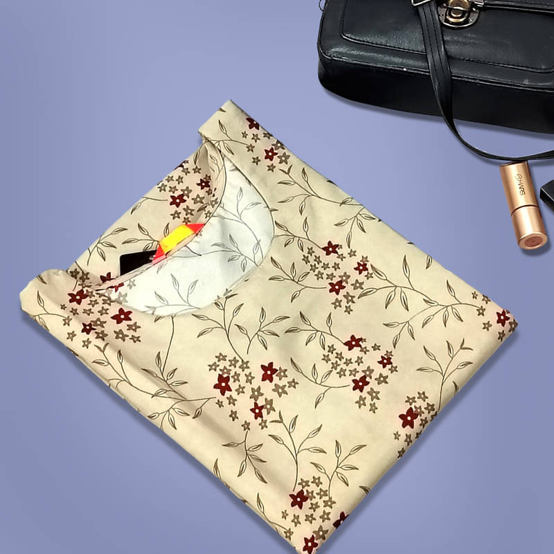     			Ethnic Basket Pack of 1 Crepe Printed A-line Women's Kurti - ( Beige )