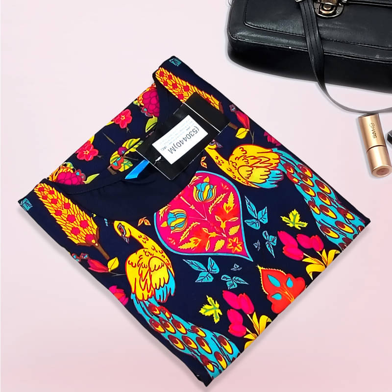 Ethnic Basket Pack of 1 Crepe Printed A-line Women's Kurti - ( Multicolor8 ) Ethnic Basket Pack of 1 Crepe Printed A-line Women's Kurti - ( Multicolor8 )
