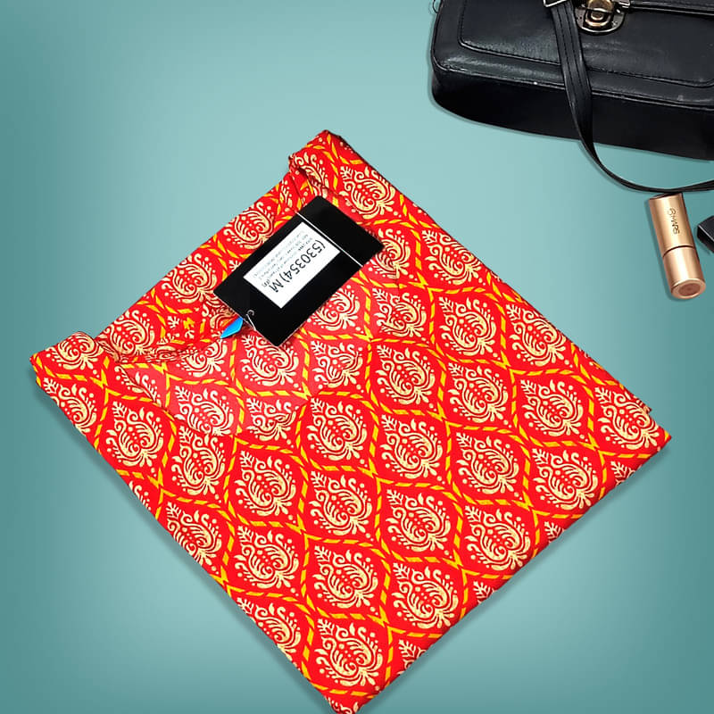     			Ethnic Basket Pack of 1 Crepe Printed A-line Women's Kurti - ( Fluorescent Orange )