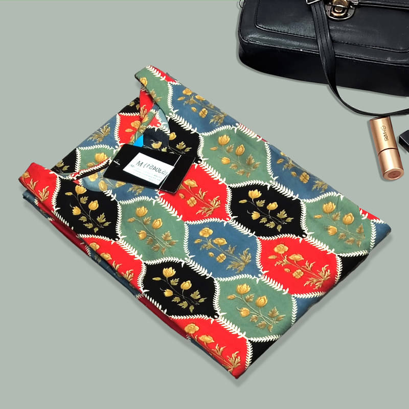 Ethnic Basket Pack of 1 Crepe Printed A-line Women's Kurti - ( Multicolor1 )     			Ethnic Basket Pack of 1 Crepe Printed A-line Women's Kurti - ( Multicolor1 )