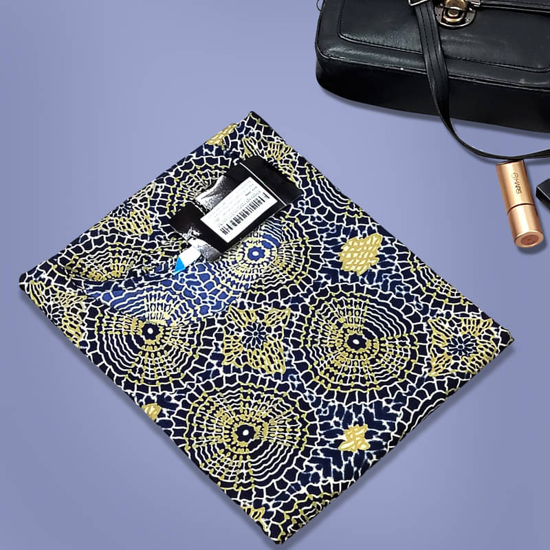     			Ethnic Basket Pack of 1 Crepe Printed A-line Women's Kurti - ( Blue & Yellow )