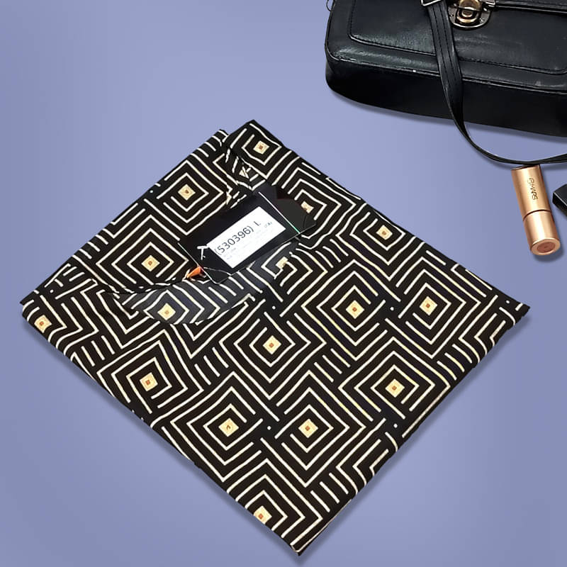     			Ethnic Basket Pack of 1 Crepe Printed A-line Women's Kurti - ( Yellow & Black )