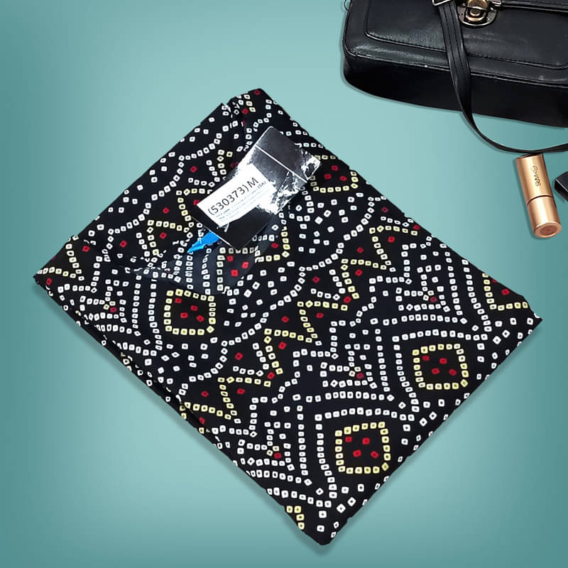     			Ethnic Basket Pack of 1 Crepe Printed A-line Women's Kurti - ( Black )