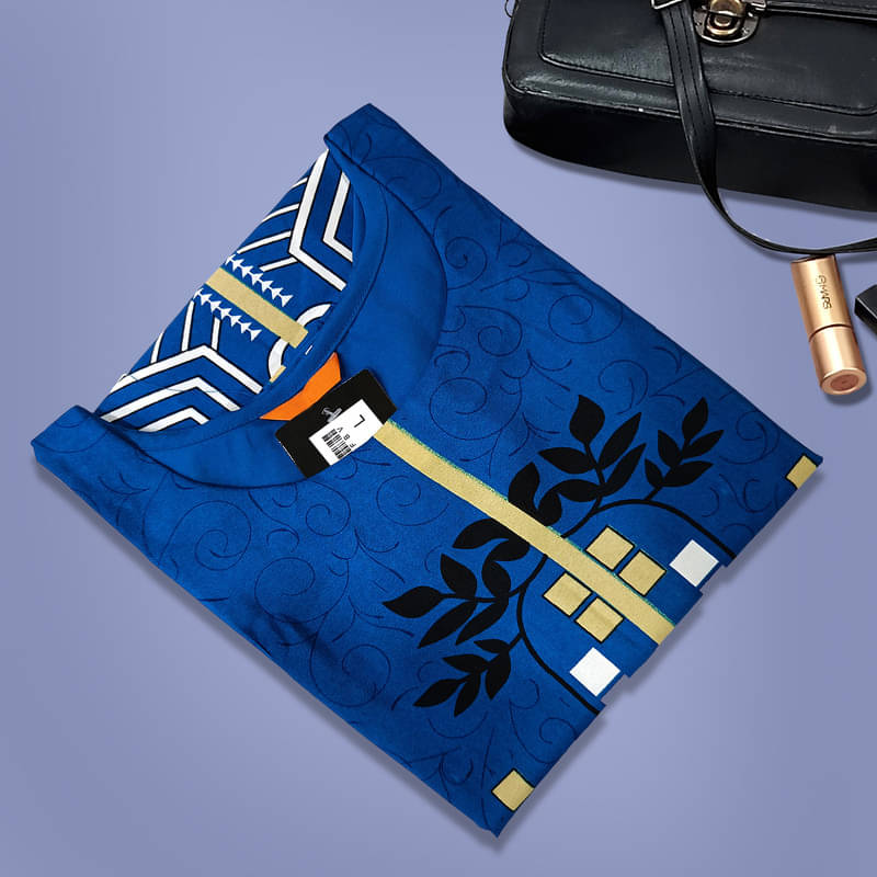 Ethnic Basket Pack of 1 Crepe Printed A-line Women's Kurti - ( Navy Blue ) Ethnic Basket Pack of 1 Crepe Printed A-line Women's Kurti - ( Navy Blue )