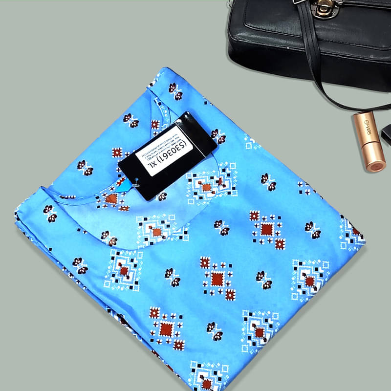 Ethnic Basket Pack of 1 Crepe Printed A-line Women's Kurti - ( Light Blue ) Ethnic Basket Pack of 1 Crepe Printed A-line Women's Kurti - ( Light Blue )