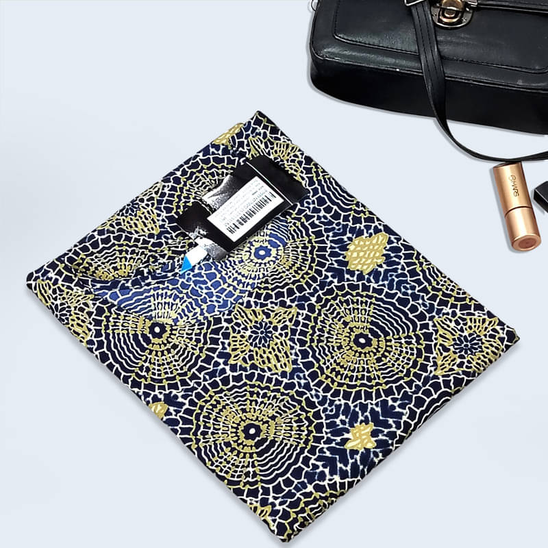     			Ethnic Basket Pack of 1 Crepe Printed A-line Women's Kurti - ( Blue & Yellow )