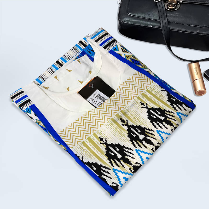 Ethnic Basket Pack of 1 Crepe Printed A-line Women's Kurti - ( off White ) Ethnic Basket Pack of 1 Crepe Printed A-line Women's Kurti - ( off White )